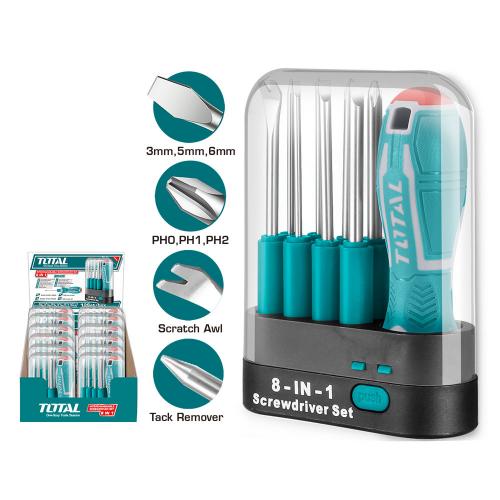 DESTORNILLADOR 8 EN 1 CROMO VANADIUM INTERCAMBIABLE TOTAL