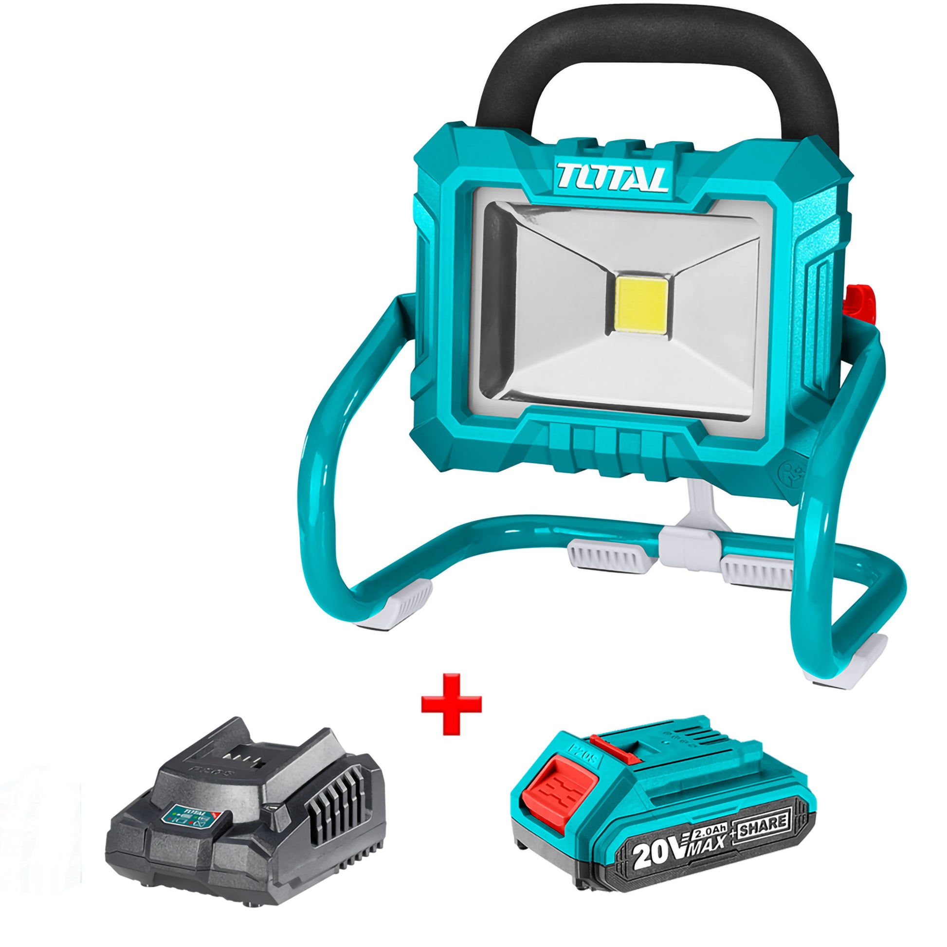 COMBO TOTAL REFLECTOR INALAMBRICO 20W INDUSTRIAL PARA TRABAJO (TFLI2002) + BATERIA 2.0AH (TFBLI20011) + CARGADOR (UTFCLI2001)