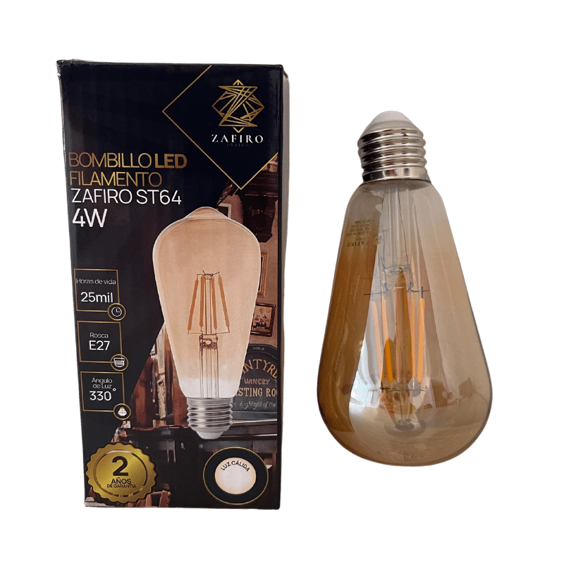 BOMBILLO LED FILAMENTO ZAFIRO ST64 4W 2700K E27