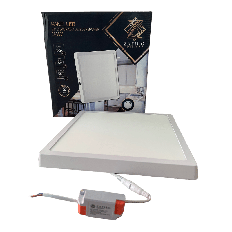 PANEL LED ZAFIRO CUADRADO 24W 10" SOBREPONER LUZ BLANCA