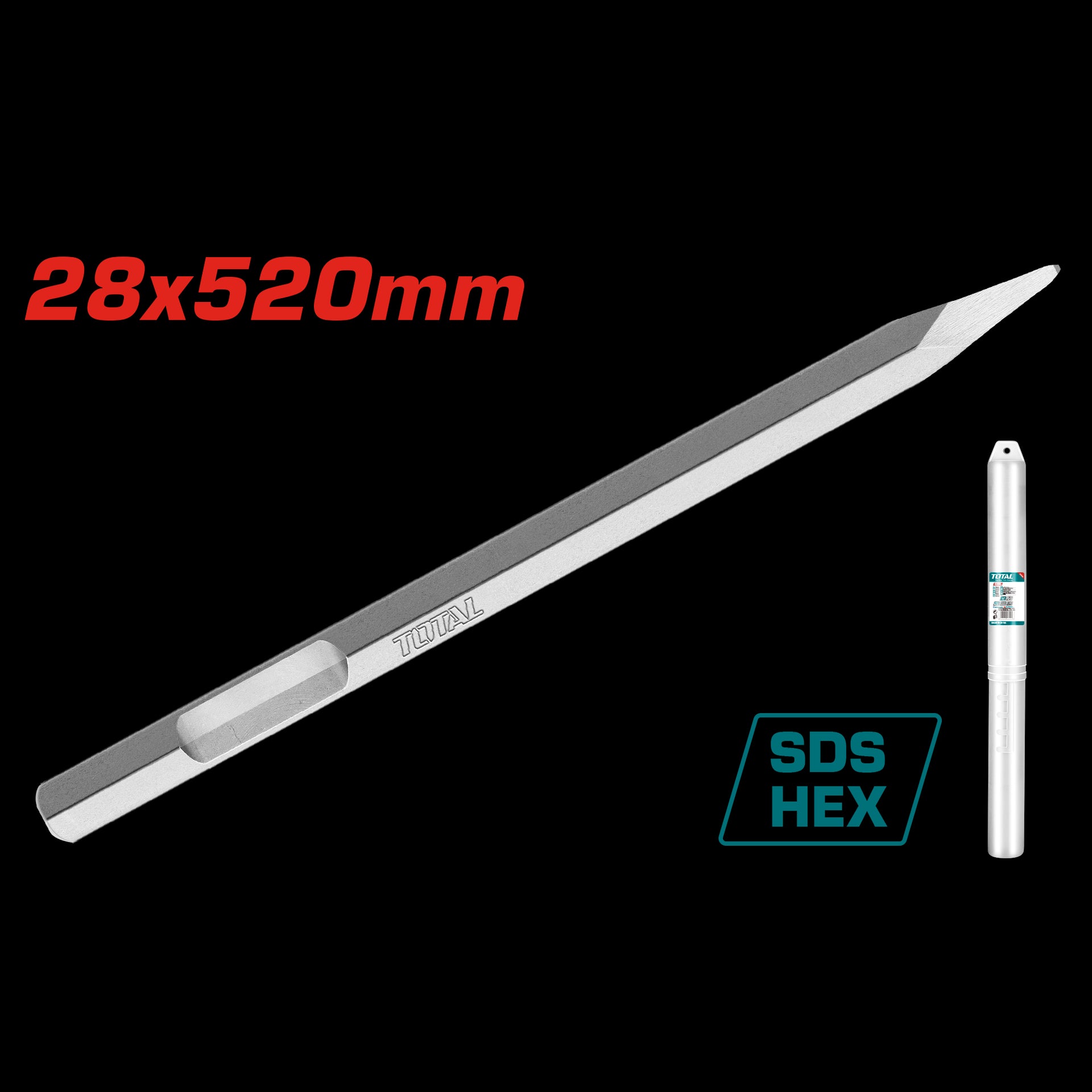 CINCEL PUNTA SDS HEXAGONAL 28 X 520 MM SUPER TOTAL (TAC15342811)