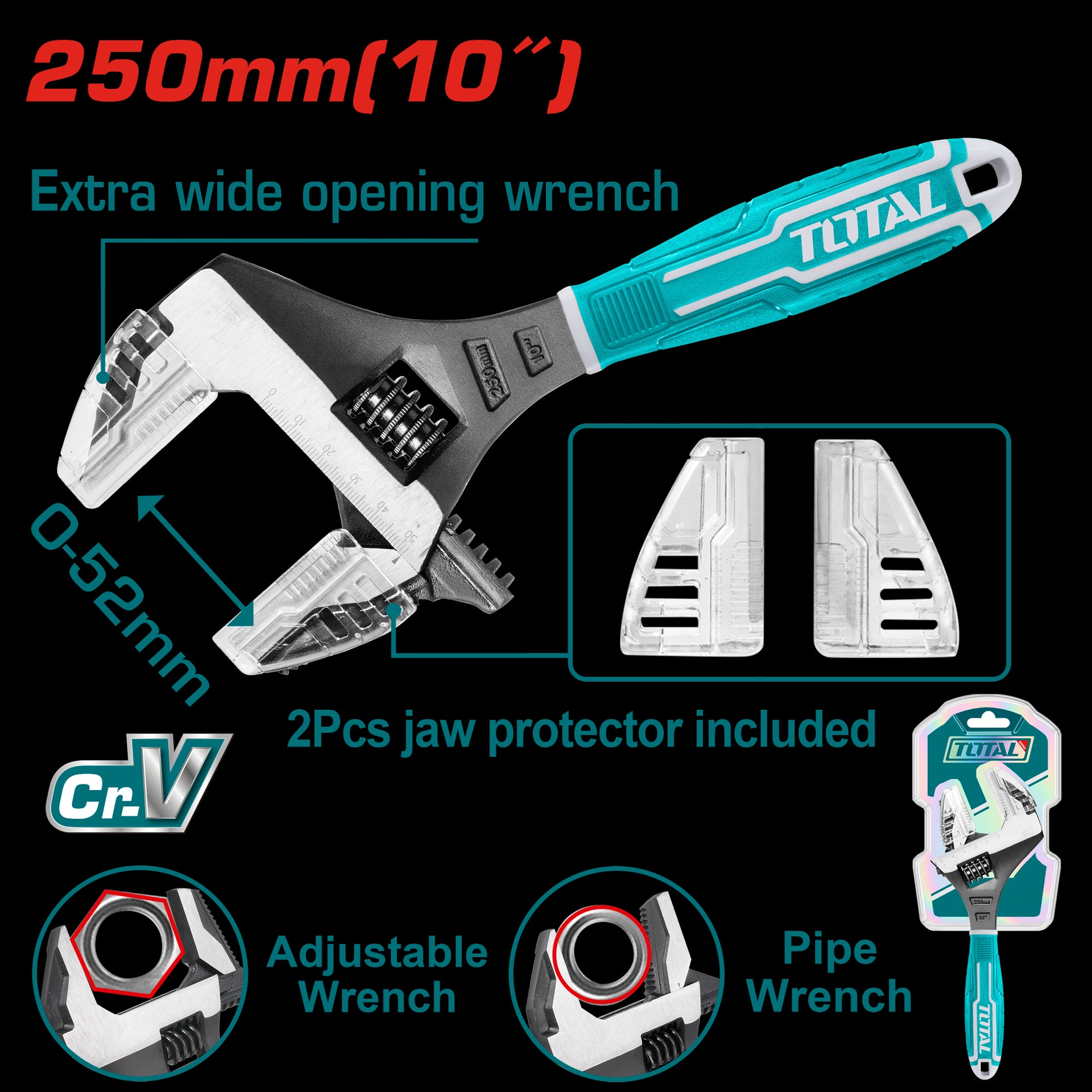 LLAVE AJUSTABLE 10" ENCAUCHETADA 2 EN 1 INDUSTRIAL SUPER TOTAL (THT10210G)