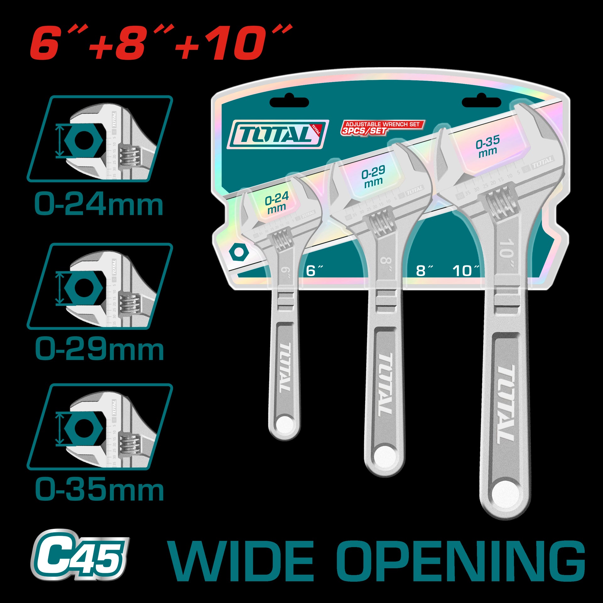 JUEGO DE LLAVE PESTON 6"/8"/9" SUPER TOTAL (THTK1013)