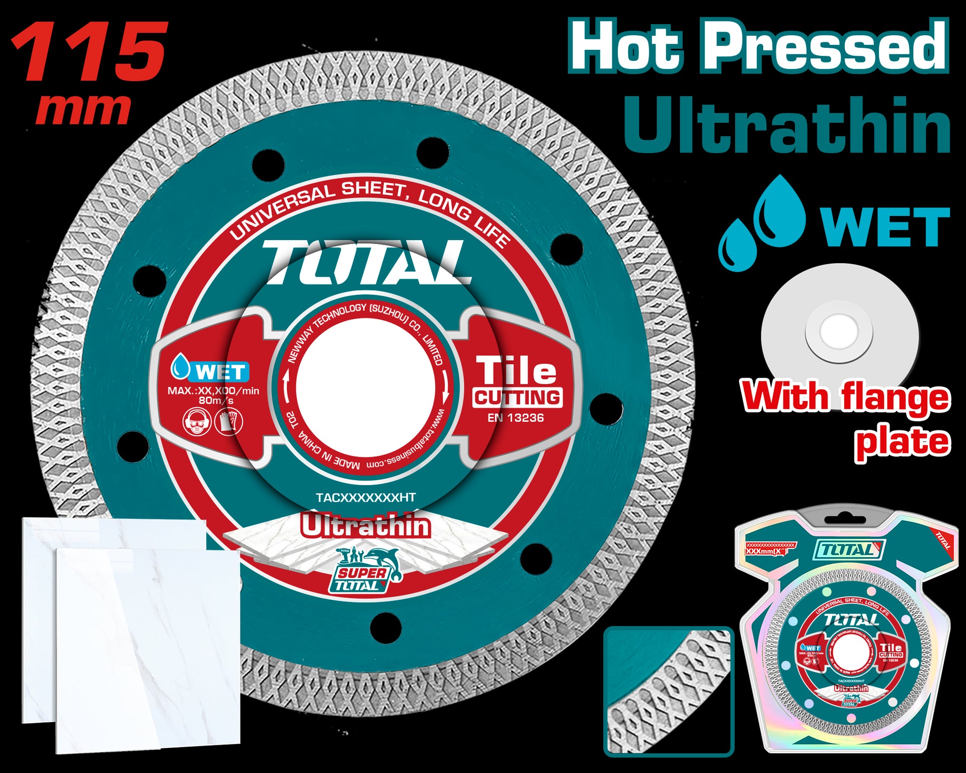 DISCO DIAMANTADO CONTINUO 4 1/2" CORTE BALDOZA,MARMOL, CERAMICA INDUSTRIAL SUPER TOTAL (TAC2181151HT)