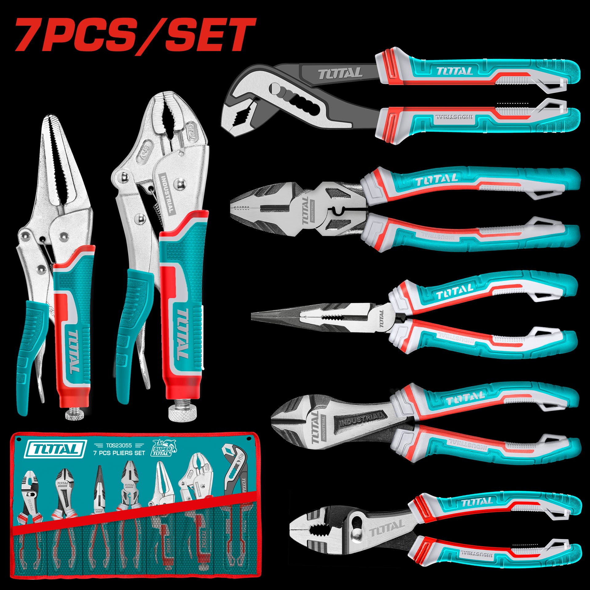 JUEGO DE ALICATES Y HOMBRE SOLO X 7 PZS SUPER TOTAL (TOS23055)