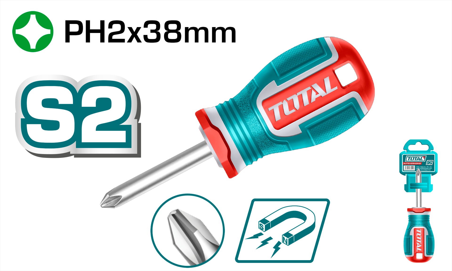 DESTORNILLADOR 1/4X1 1/2" PUÑO (+) PUNTA IMANTADA INDUSTRIAL SUPER TOTAL (TSDPH2038)