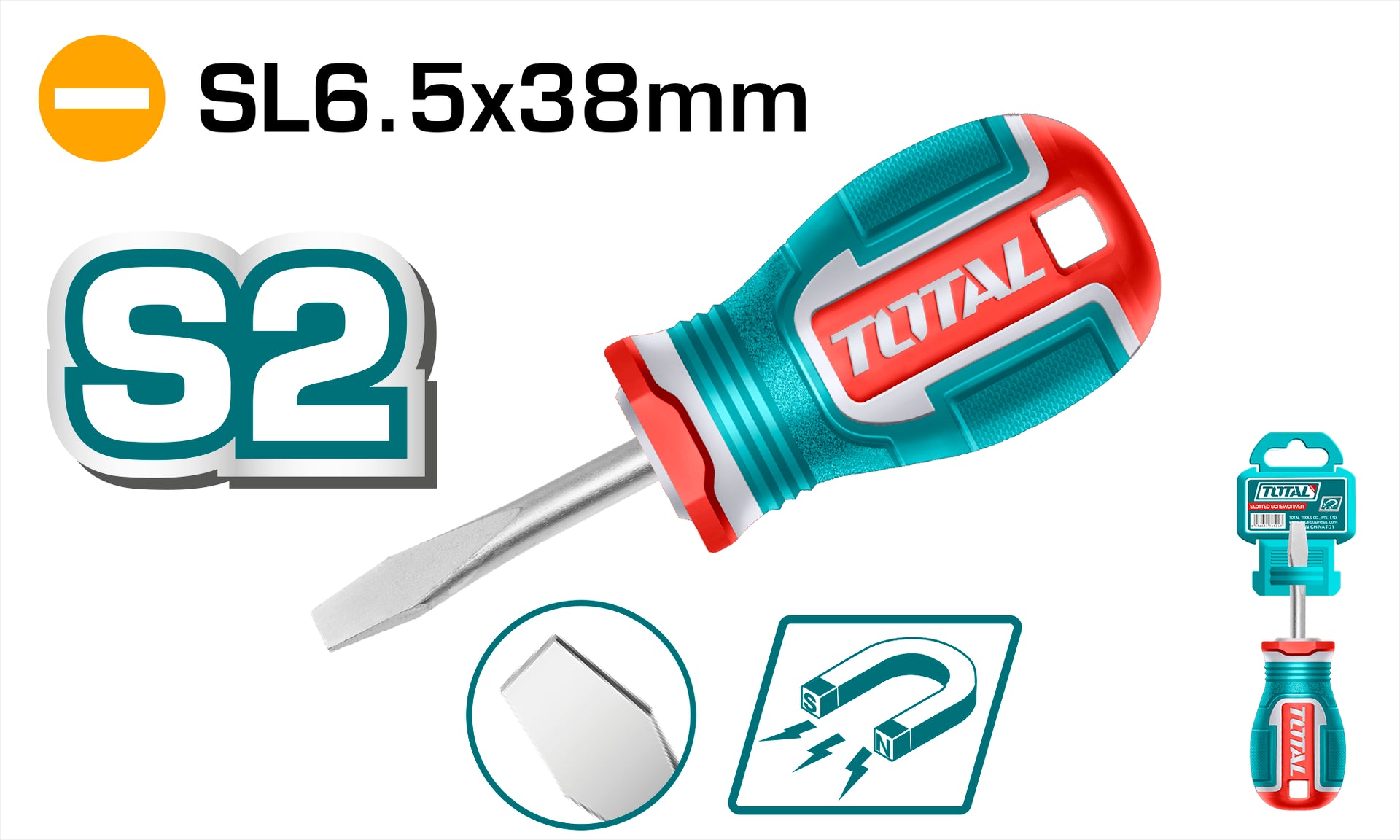DESTORNILLADOR 1/4X1 1/2" PUÑO (-) PUNTA IMANTADA INDUSTRIAL SUPER TOTAL (TSDSL6038)