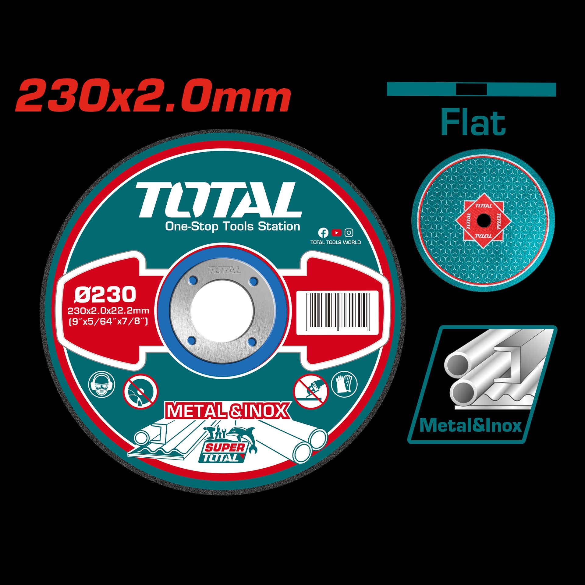 DISCO CORTE METAL/ACERO INOXIDABLE 9" SUPER TOTAL (TAC2202301)