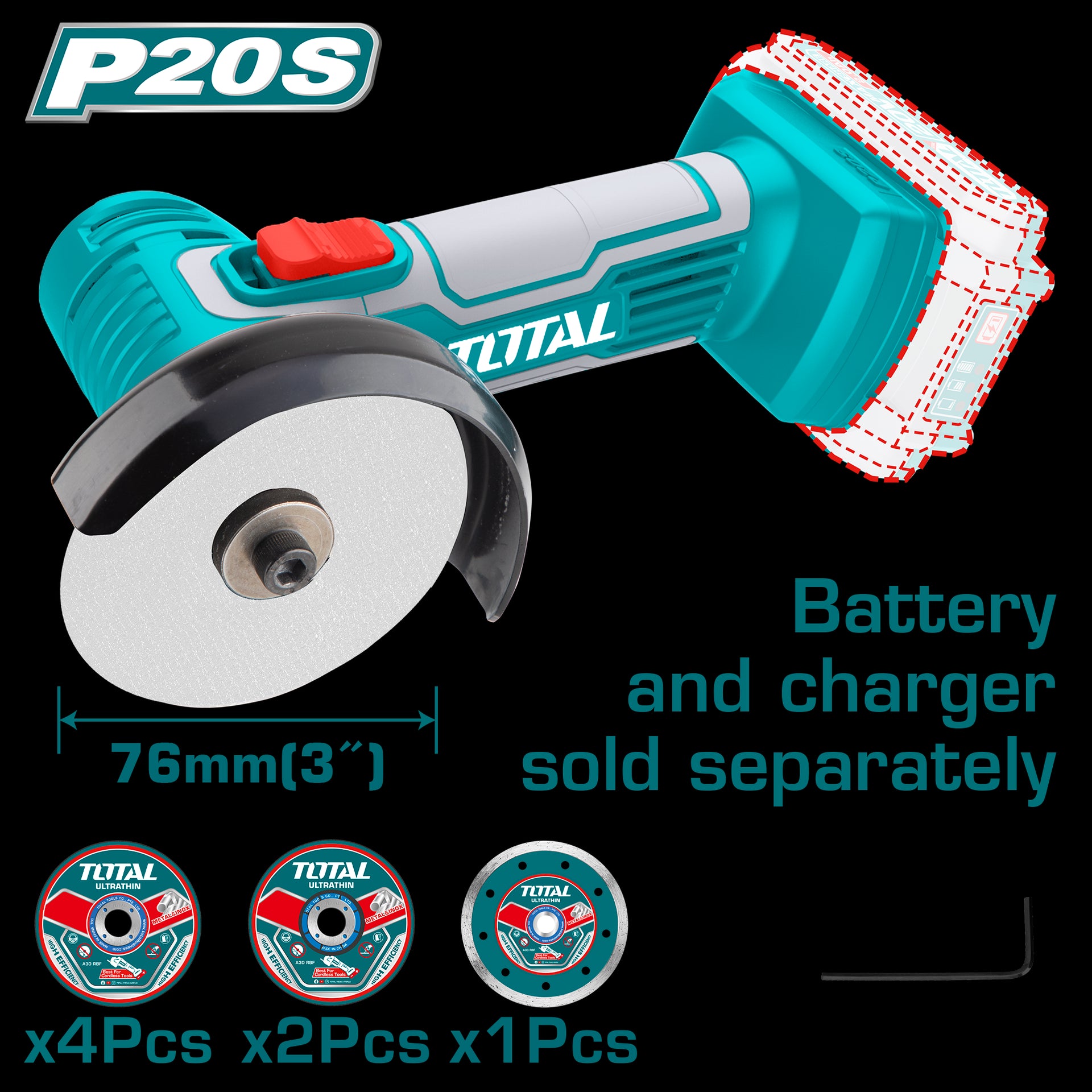 MINI PULIDORA 3" INALAMBRICA 20V INCLUYE 7 DISCOS INDUSTRIAL BATERIA Y CARGADOR SE VENDEN POR SEPARADO TOTAL (TAGLI7601)