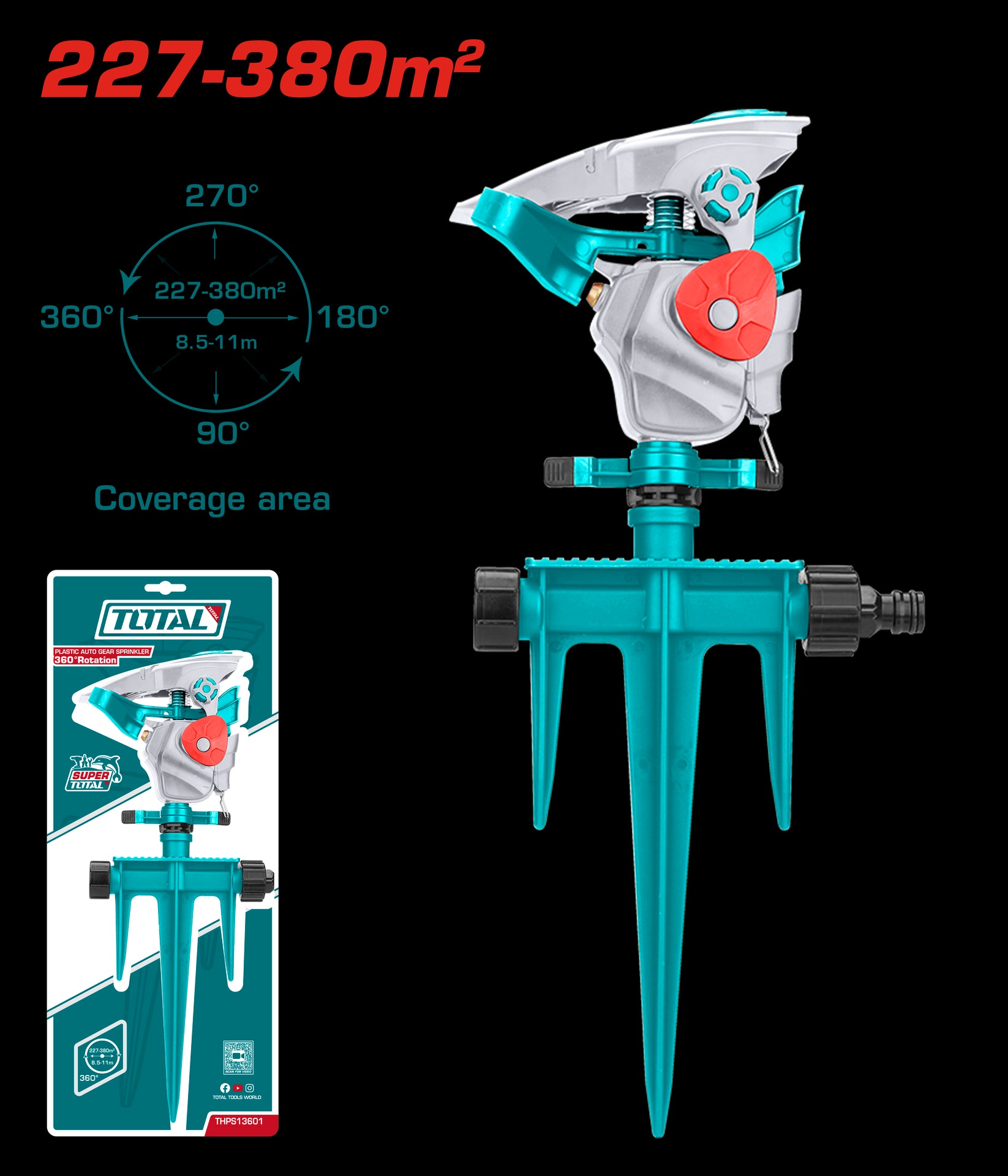 ASPERSOR DE RIEGO 3/4" 360° GIRATORIO SUPER TOTAL (THPS13601)