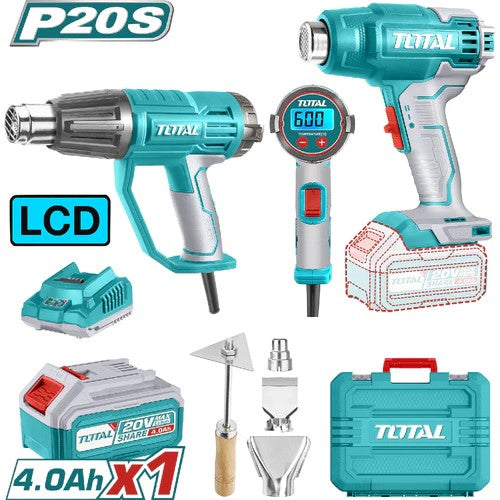 COMBO X 2 PISTOLA DE CALOR INCLUYE 4 ACEESORIOS, 1 BATERIA Y CARGADOR TOTAL (UTOSLI240201)COMBO X 2 PISTOLA DE CALOR INCLUYE 4 ACEESORIOS, 1 BATERIA Y CARGADOR TOTAL (UTOSLI240201)