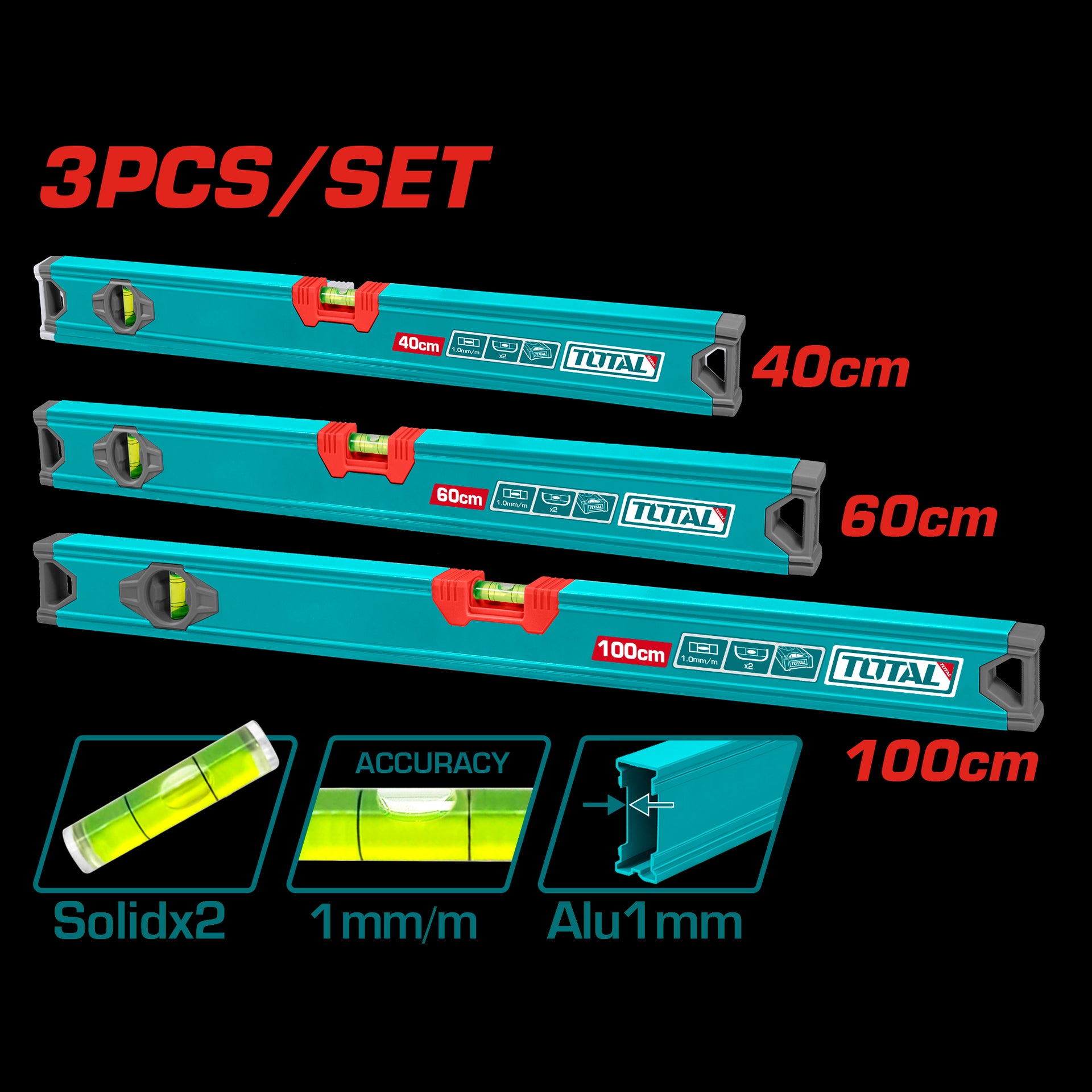 JUEGO DE NIVEL X 3 PCS 40,60,100CM SUPER TOTAL (THT10403)