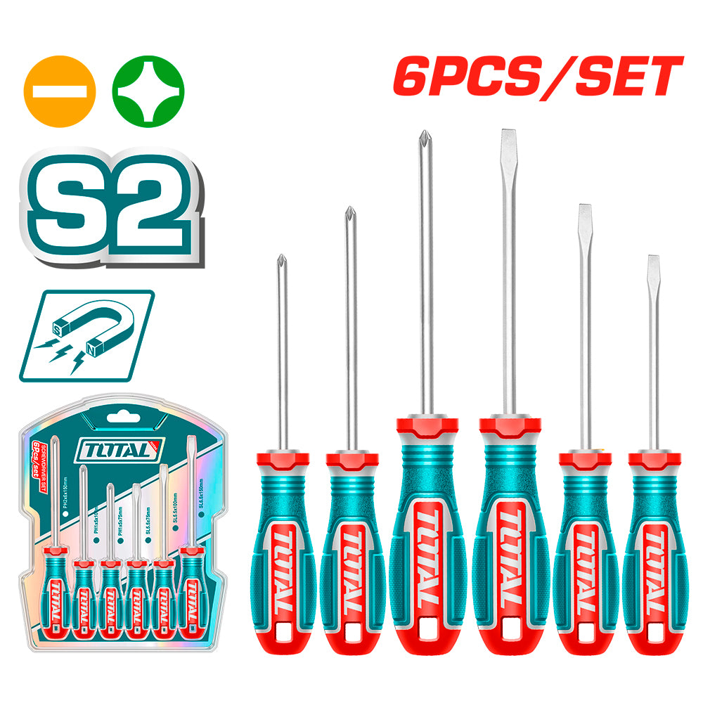 DESTORNILLADOR JUEGO 6 PZS PUNTA IMANTADA SUPER TOTAL (TKSDS0626)