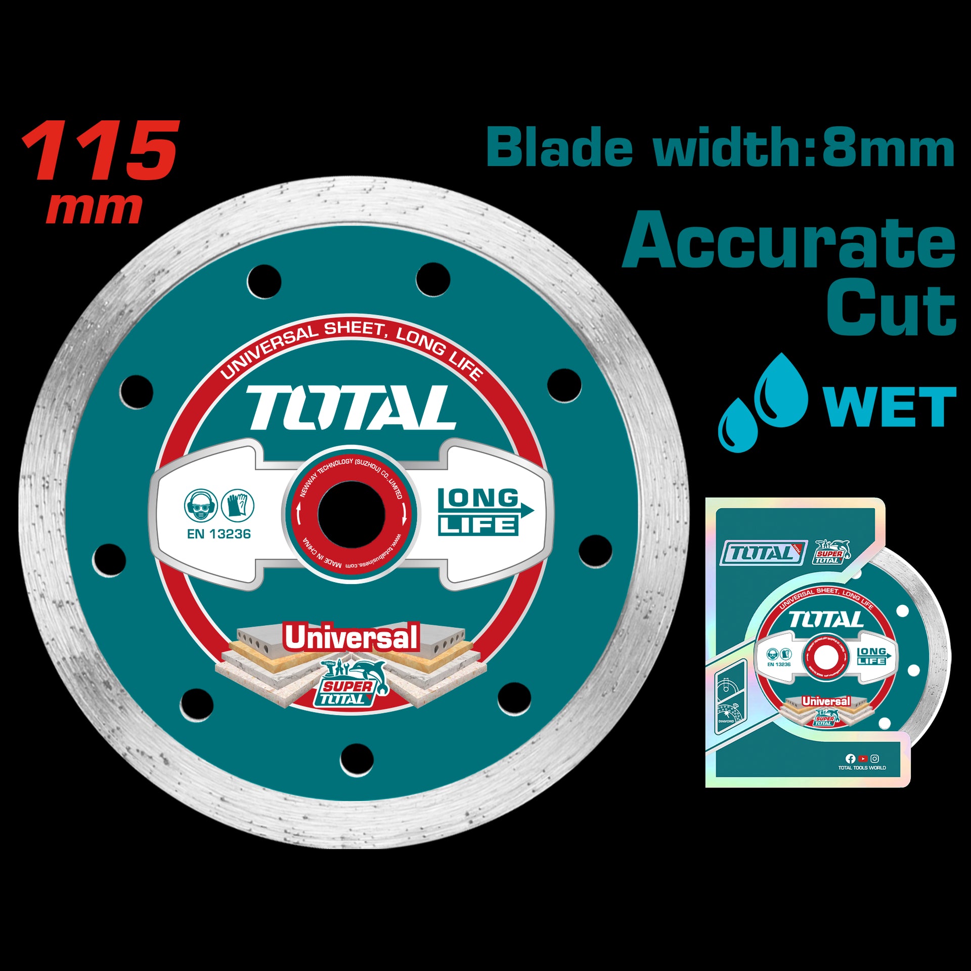 DISCO DE CORTE DIAMANTADO CONTINUO 4 1/2 115MM TOTAL (TAC2121153)