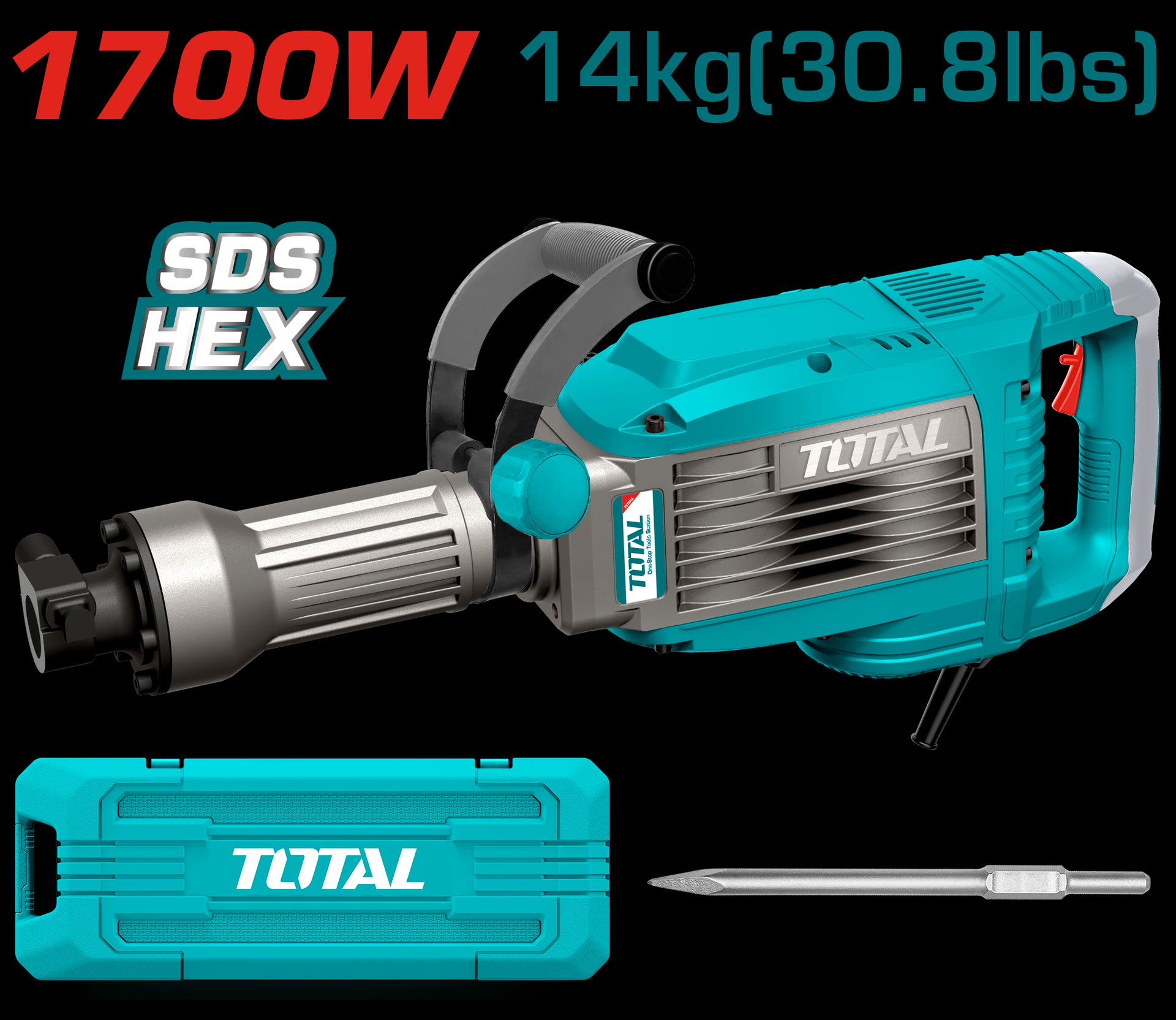 DEMOLEDOR SDS HEX 1700W 50 JULES 14KG SUPER TOTAL (UTH217068)