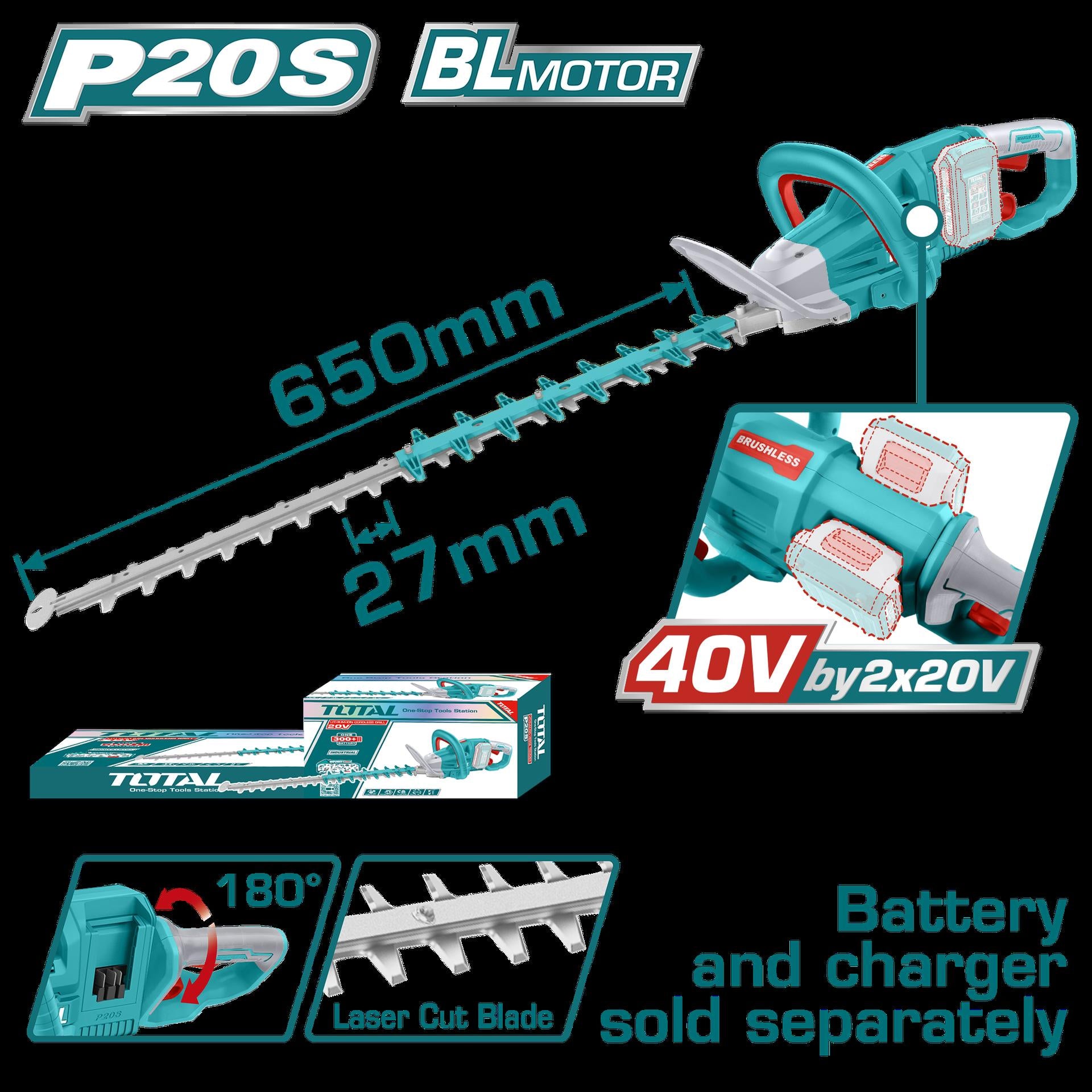 CORTASETOS INALAMBRICO 40V INDUSTRIAL BATERIA Y CARGADOR NO INCLUIDO SUPER TOTAL (THTLI40028)