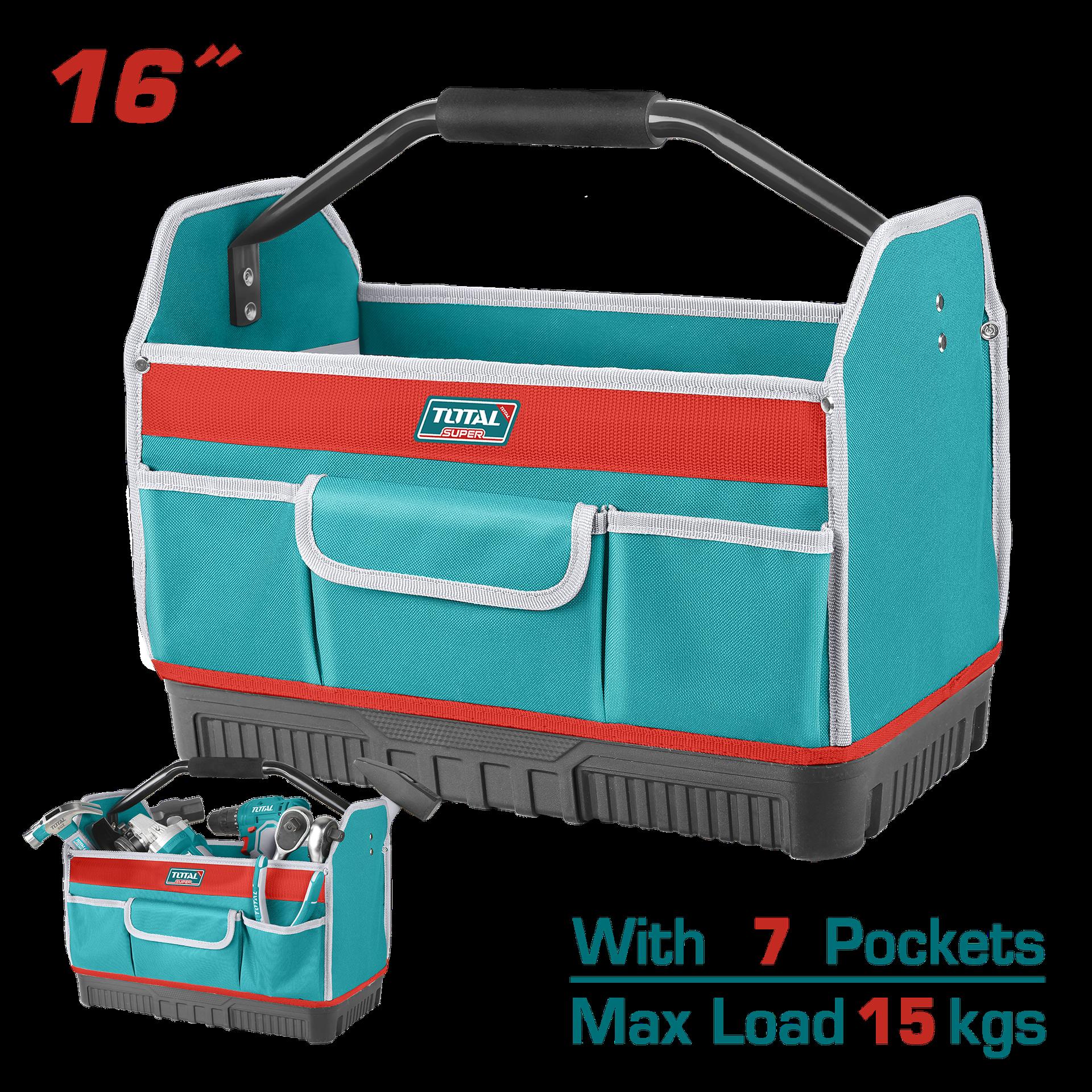 BOLSO DE HERRAMIENTAS 16 REFORZADO CAPACIDAD MAXIMA 15KG INDUSTRIAL SUPER TOTAL (THT36L03)