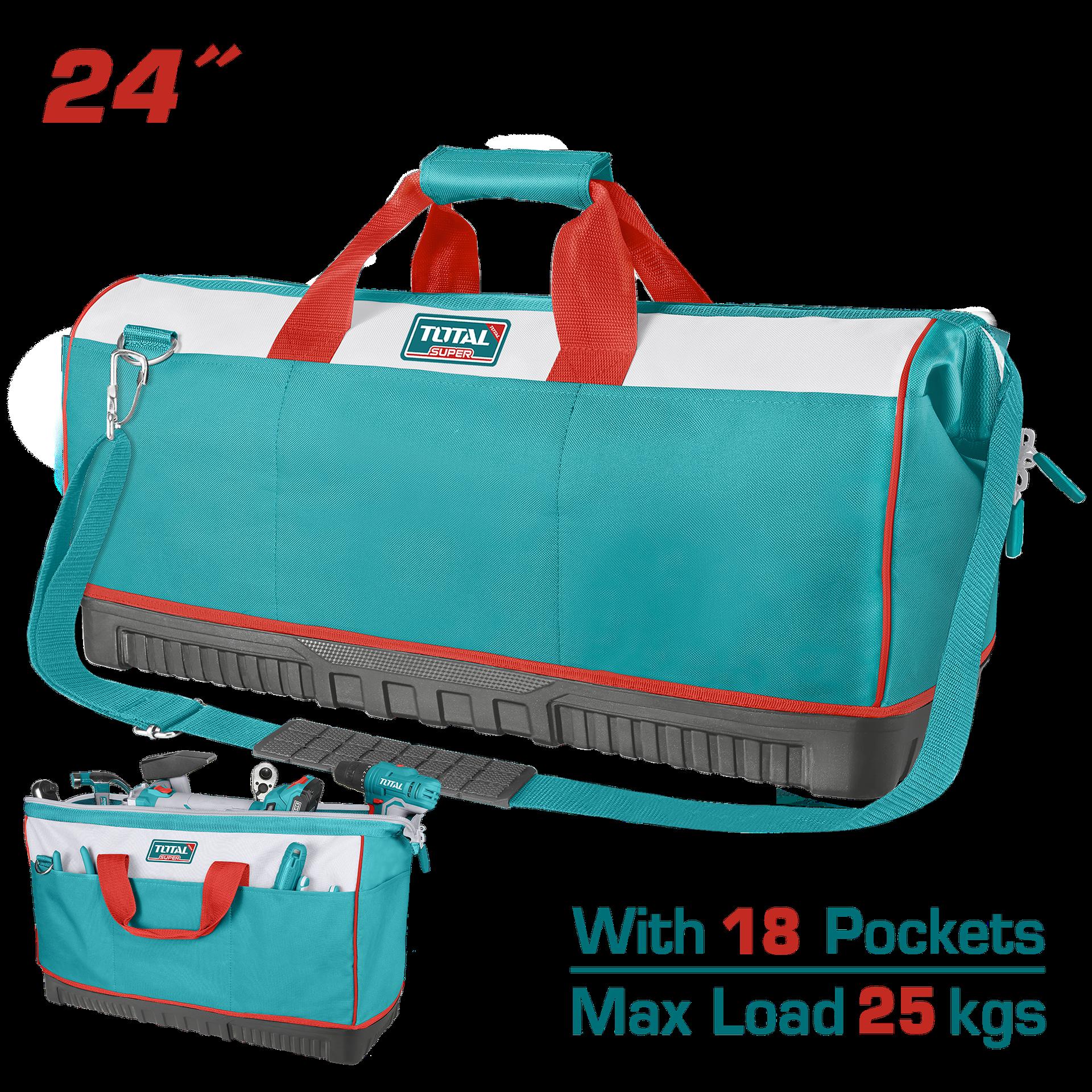 BOLSO DE HERRAMIENTAS 24 REFORZADO CAPACIDAD MAXIMA 25KG INDUSTRIAL SUPER TOTAL (THT16242)