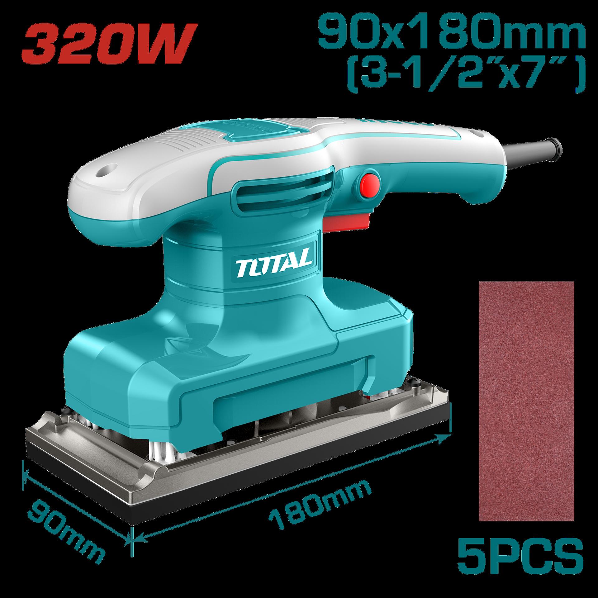 LIJADORA DE PALMA 3- 1/2"X 7" 320W INCLUYE 5 LIJAS INDUSTRIAL SUPER TOTAL (UTF1301836)