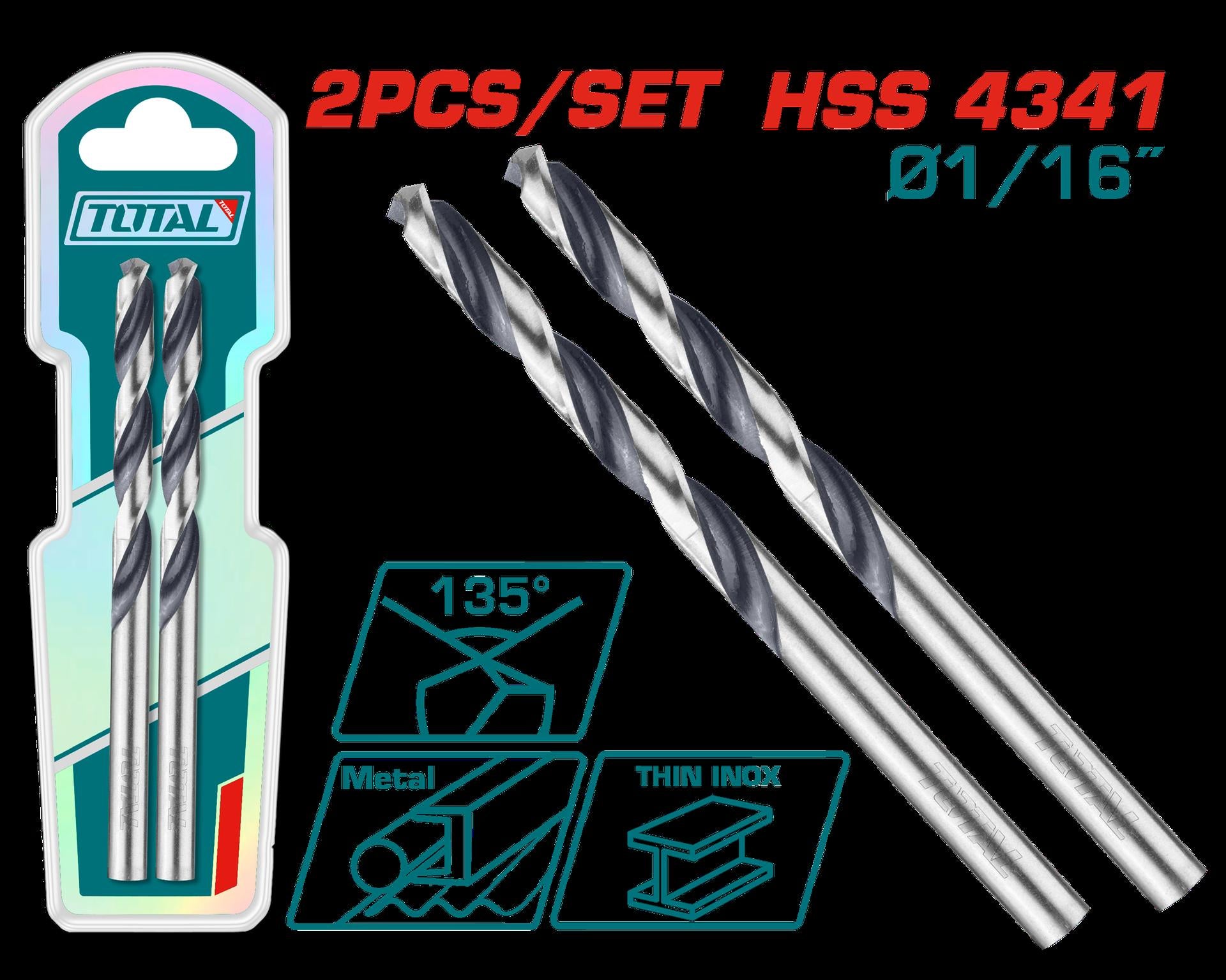 BROCA LAMINA 1/16" JUEGO X 2PZS INDUSTRIAL SUPER TOTAL (TAC1201614)