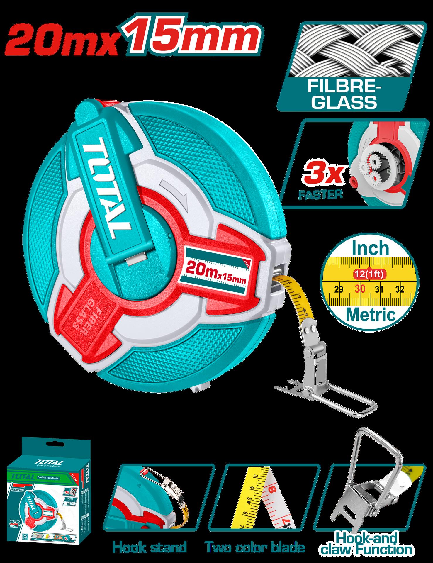 DECAMETRO 20MTS INDUSTRIAL FIBRA DE VIDRIO TOTAL (TMTF18206)