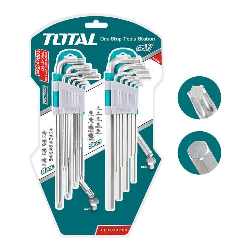 ALEM Y TORX INDUSTRIAL JUEGO X 18 PZS EXTRA LARGAS TOTAL