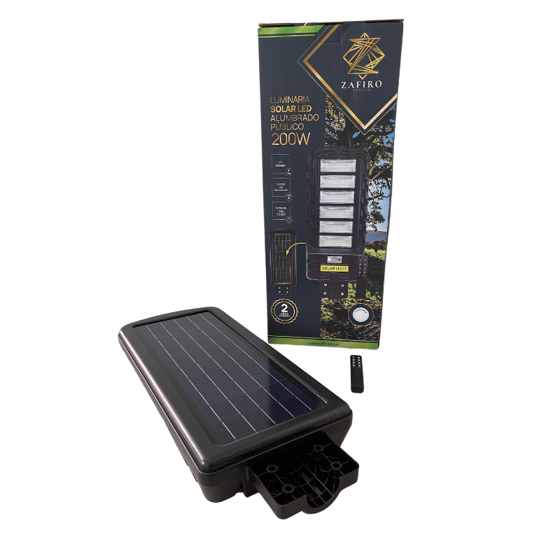LUMINARIA SOLAR LED ALUMBRADO PUBLICO 200W 6500K CON SENSOR