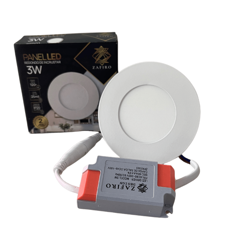 PANEL LED ZAFIRO REDONDO 3W 2.5" INCRUSTAR LUZ BLANCA