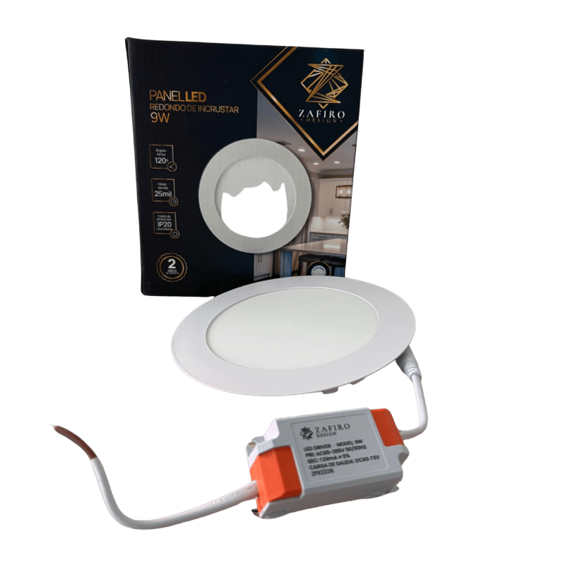 PANEL LED ZAFIRO REDONDO 9W 5" INCRUSTAR LUZ BLANCA