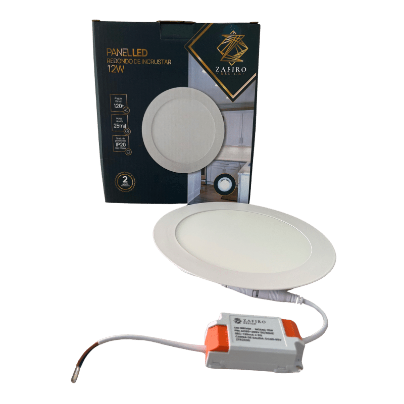 PANEL LED ZAFIRO REDONDO 12W 6" INCRUSTAR LUZ BLANCA