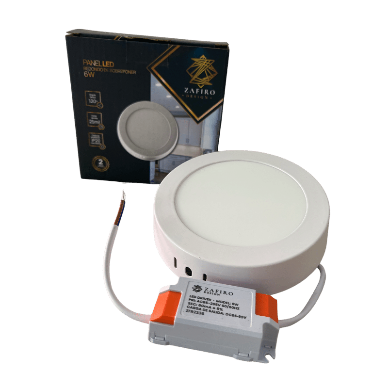 PANEL LED ZAFIRO REDONDO 6W 4" SOBREPONER LUZ BLANCA