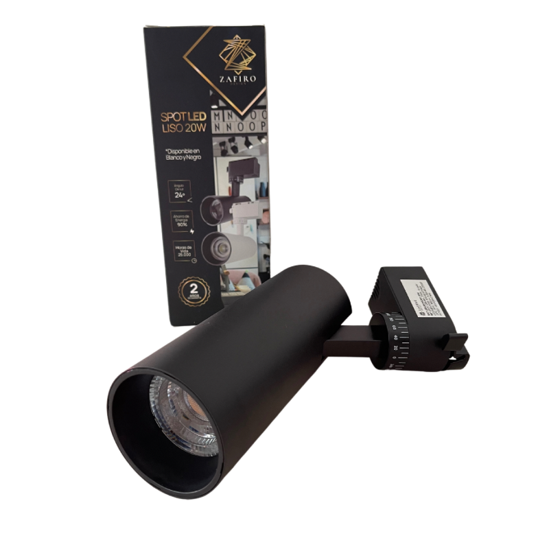SPOT LED ZAFIRO LISO NEGRO 20W 3500K