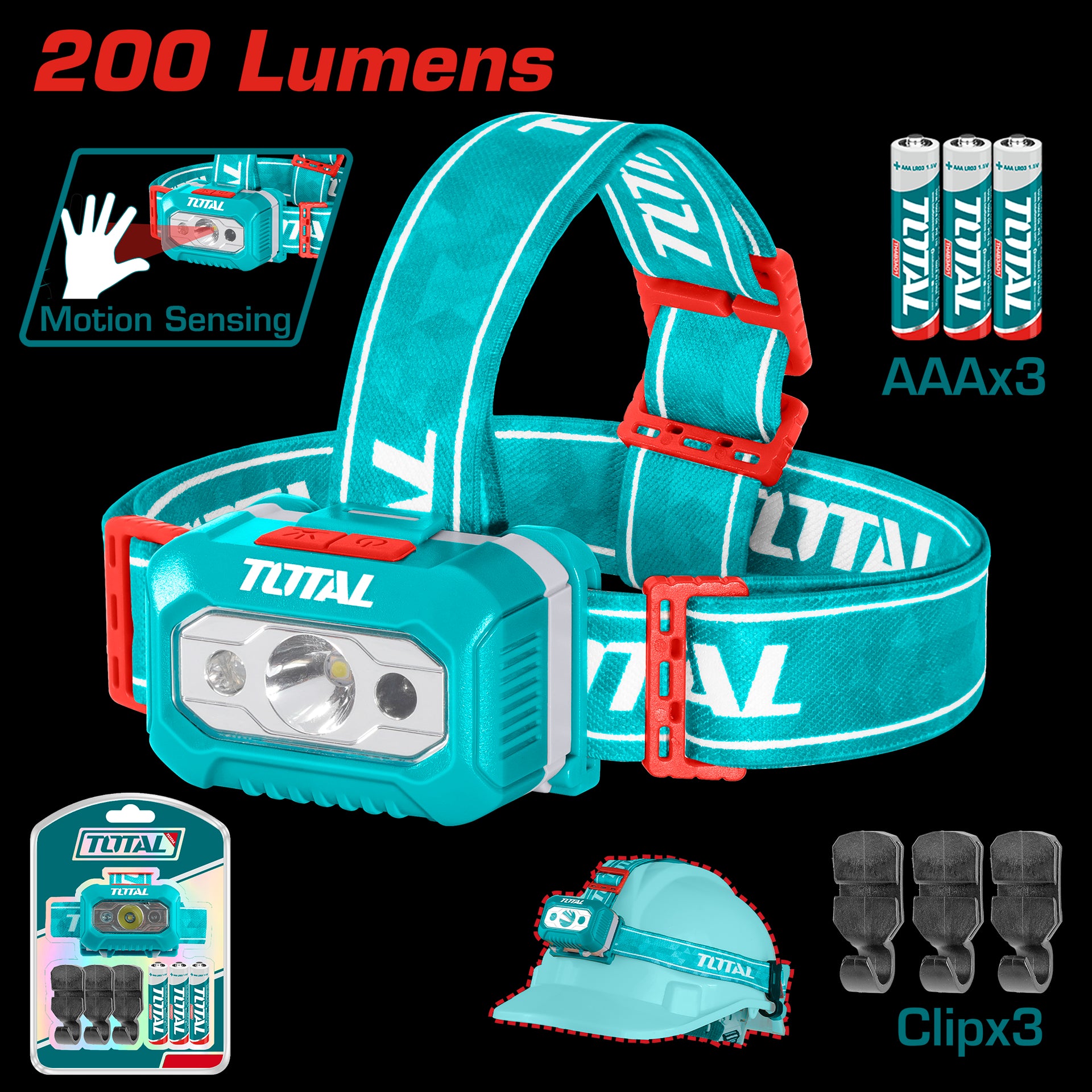 LINTERNA MINERO 200 LUMENES INCLUYE BATERIA SUPER TOTAL (THL013AAA6)