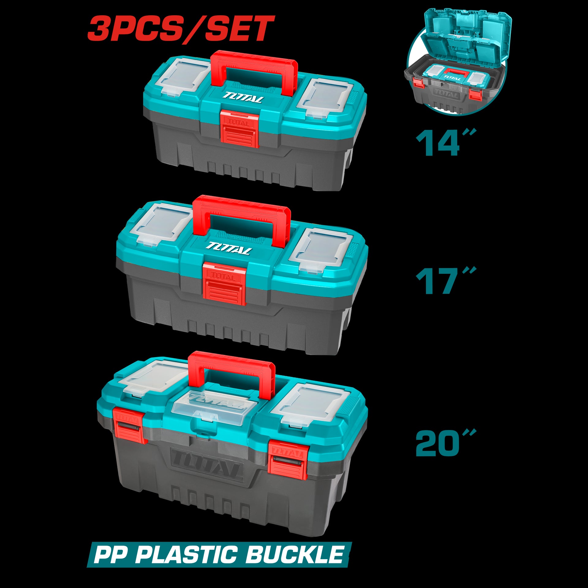 SET DE 3 CAJA HERRAMIENTA 14", 17" y 20" TOTAL (TPBXK0031)