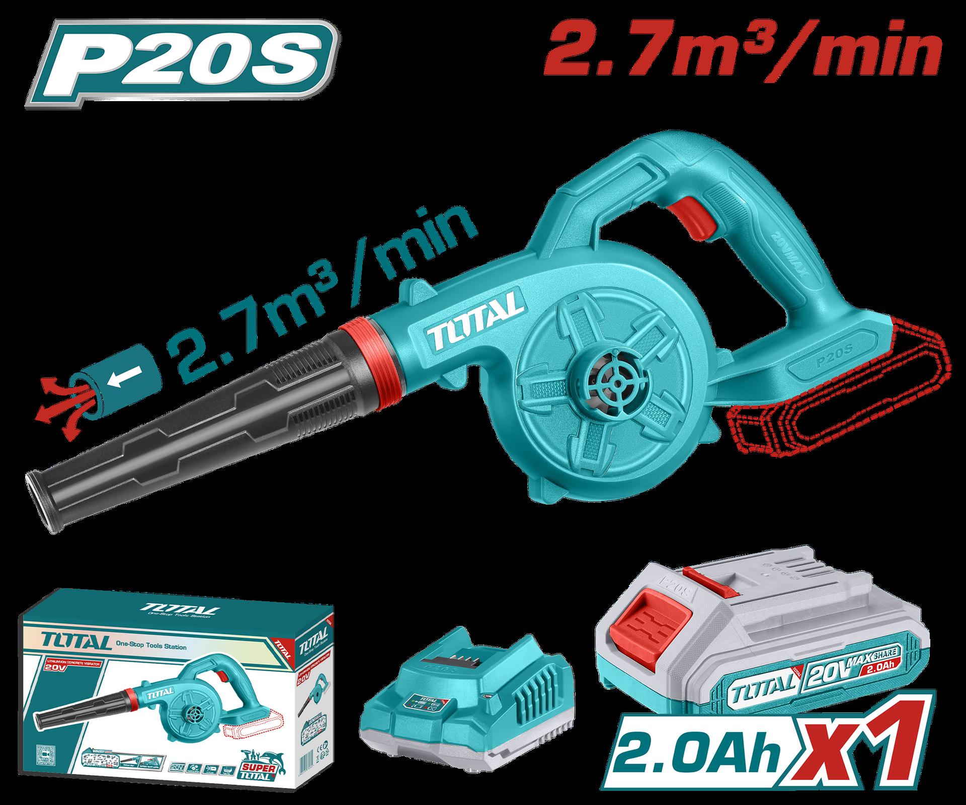 SOPLADORA INALAMBRICA 20V INCLUYE 1 BATERIA 2.0AH Y 1 CARGADOR 20V SUPER TOTAL (UTABLI200281)