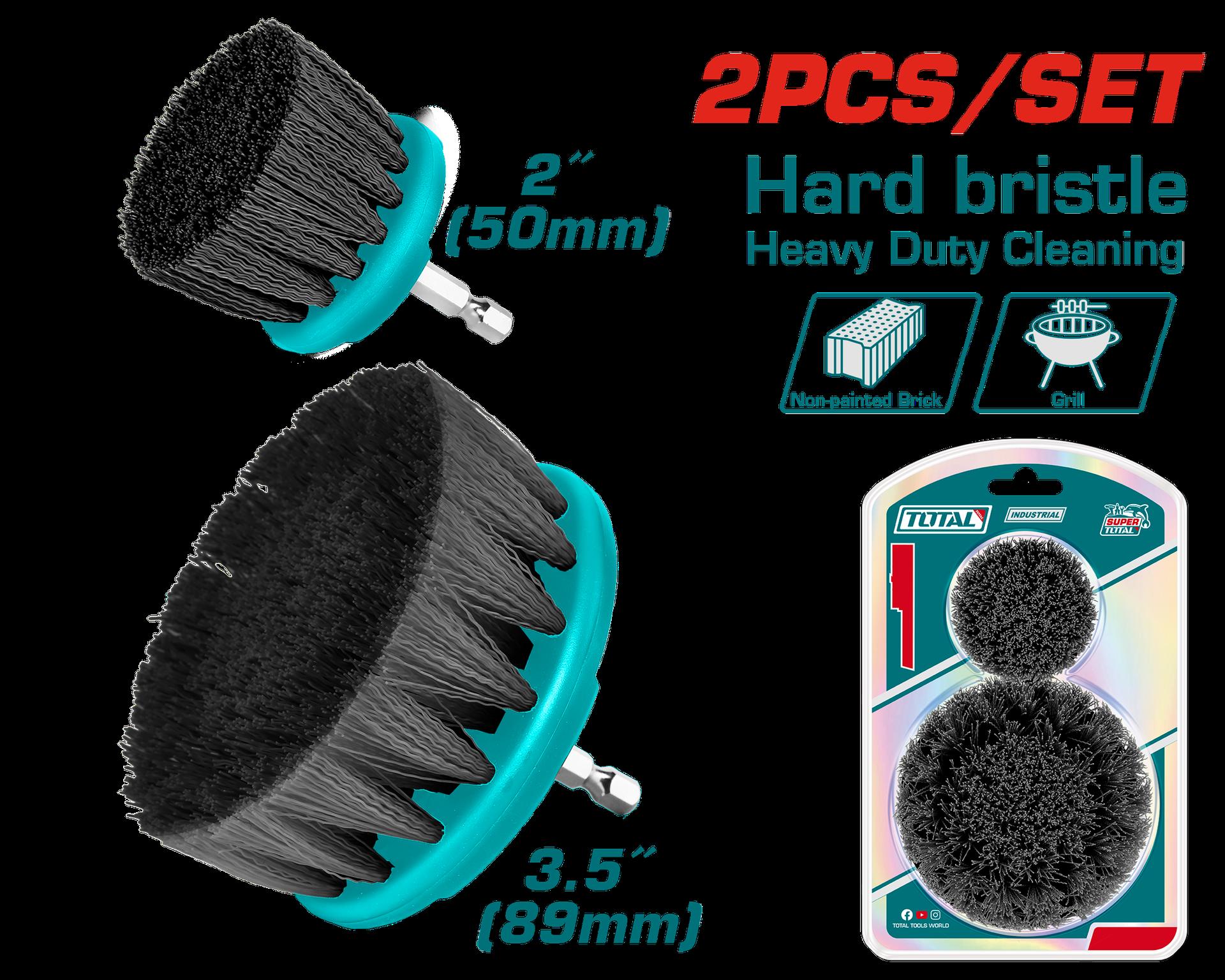 SET DE CEPILLO PARA TALADRO 3,5" JUEGO X 2 PCZ CERDA DURA INDUSTRIAL SUPER TOTAL (TACH1235)