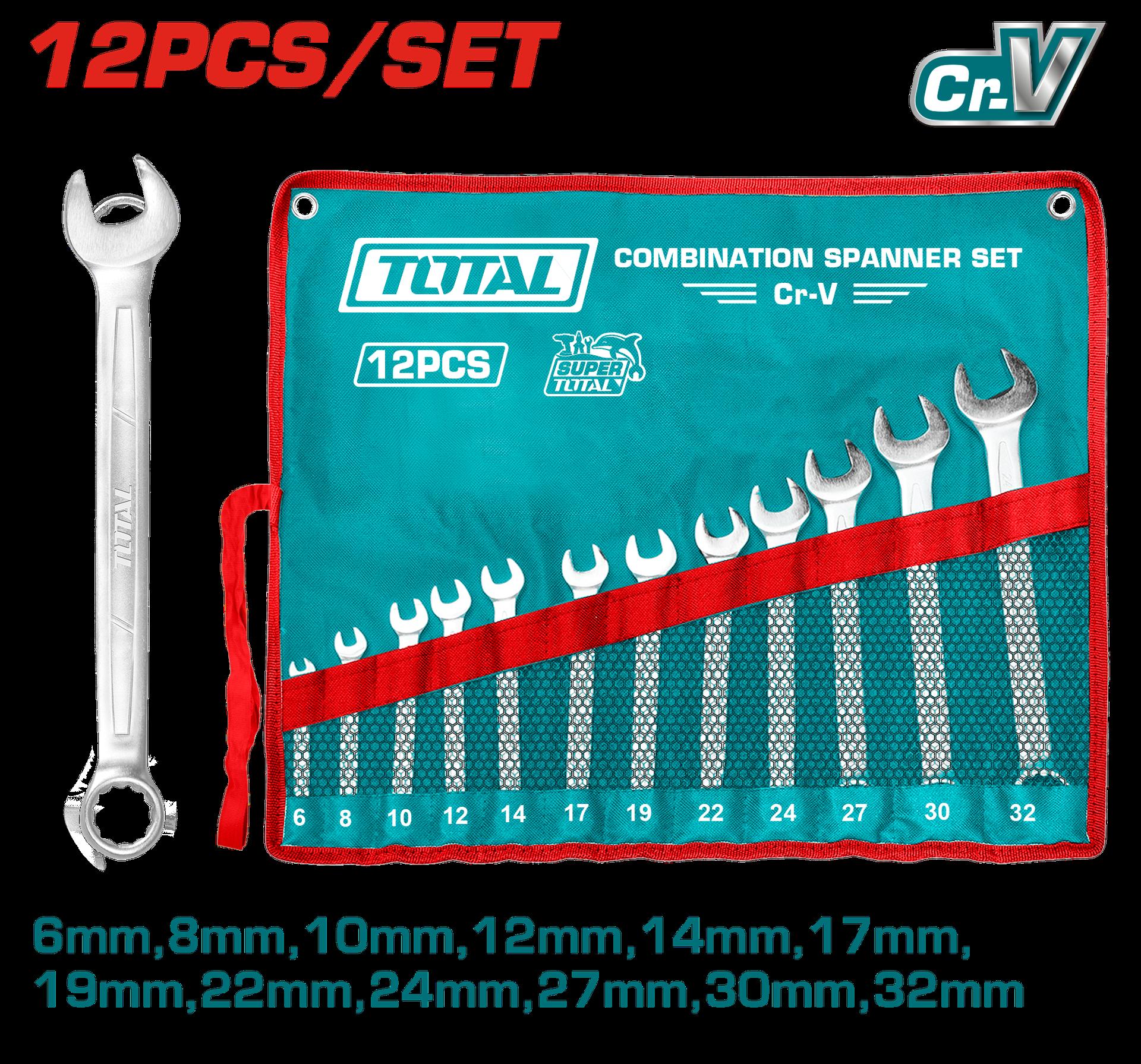 LLAVE MIXTA JUEGO X 12 PZS 6-32MM CRV INDUSTRIAL SUPER TOTAL (THT1022122)
