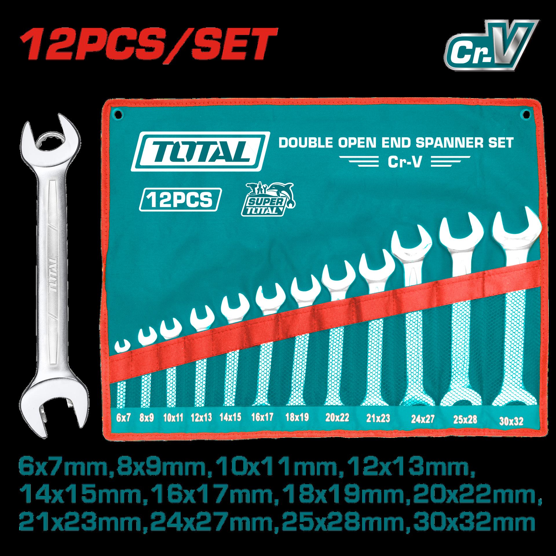 LLAVE BOCA FIJA JUEGO X 12 PZS 6-32MM CRV INDUSTRIAL SUPER TOTAL (THT1023121)