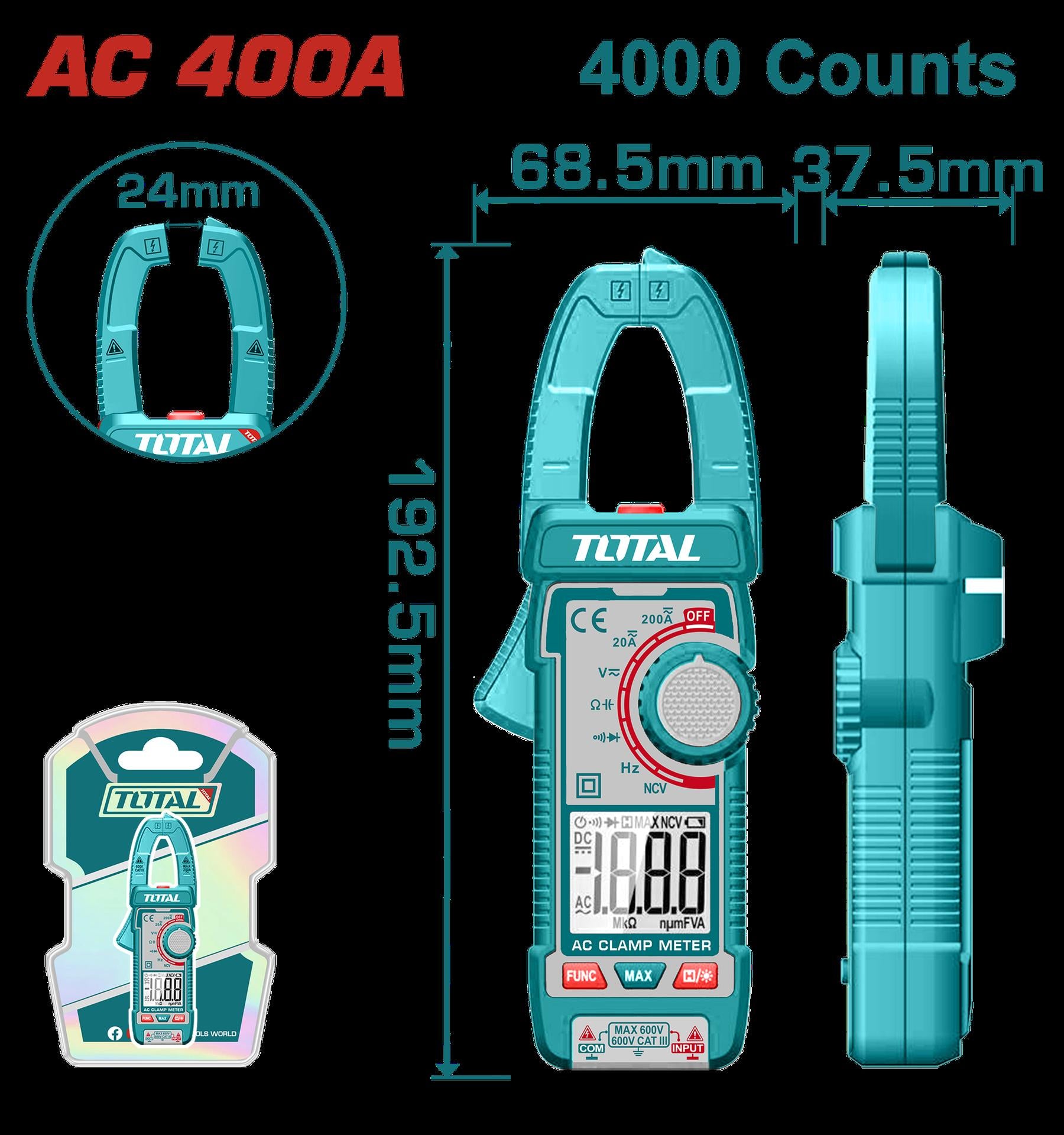 PINZA VOLTIAMPERIMETRICA 400V DIGITAL INDUSTRIAL SUPER TOTAL (TMT762001)