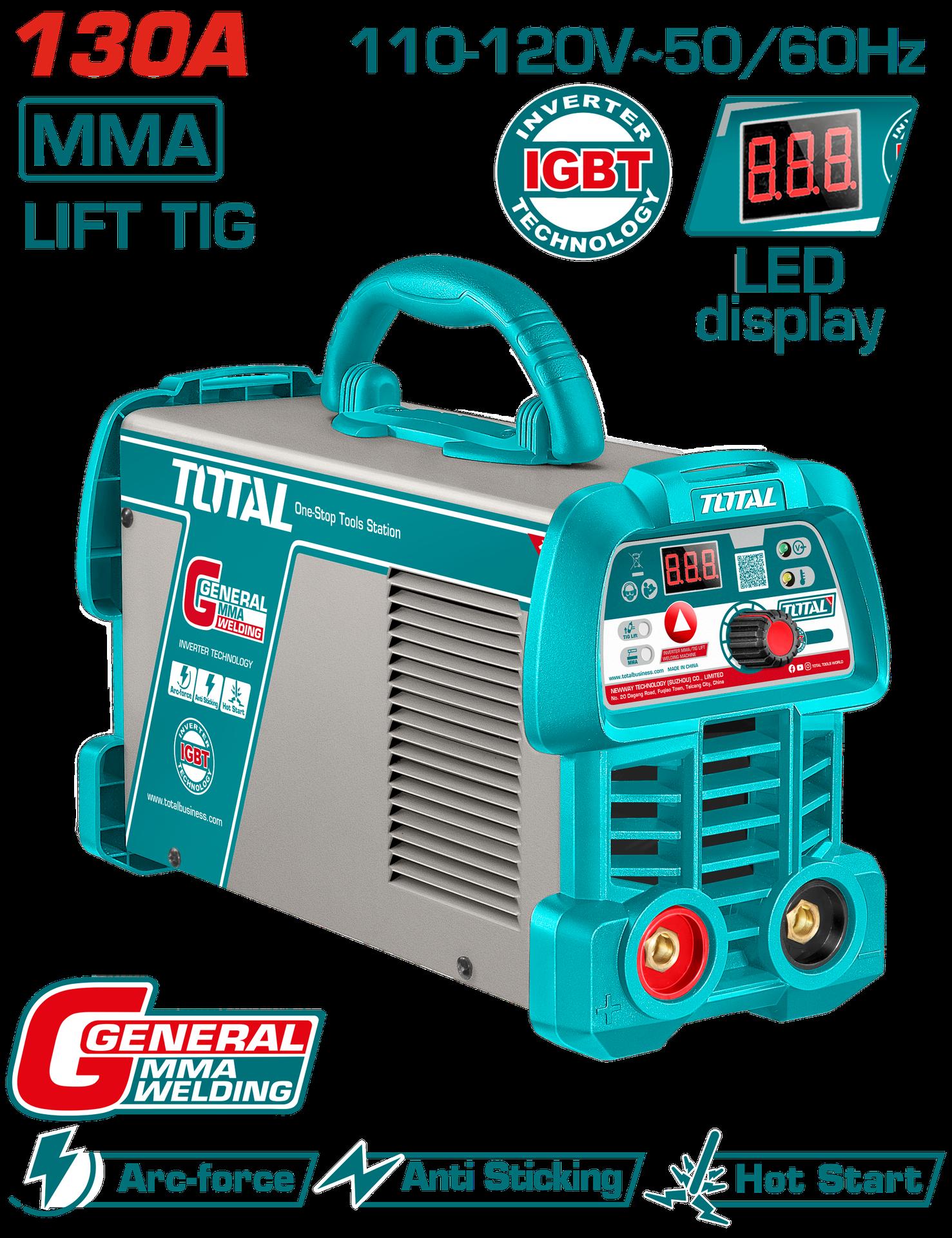 SOLDADOR INVERSOR DIGITAL 130A (MMA-LIFT TIG) 110-120V SUPER TOTAL (UTW213059)