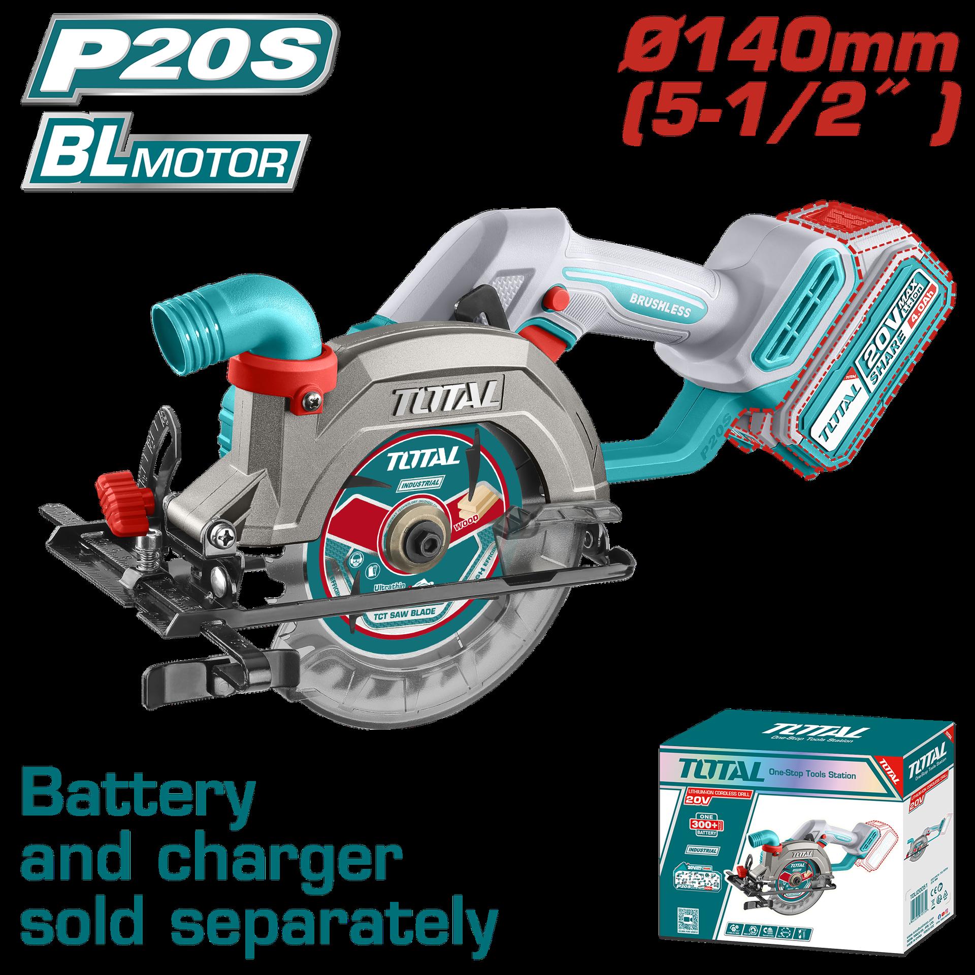 SIERRA CIRCULAR INALAMBRICA 5-1/2 BATERIA Y CARGADOR NO INCLUIDO INDUSTRIAL SUPER TOTAL (TSLI1402)