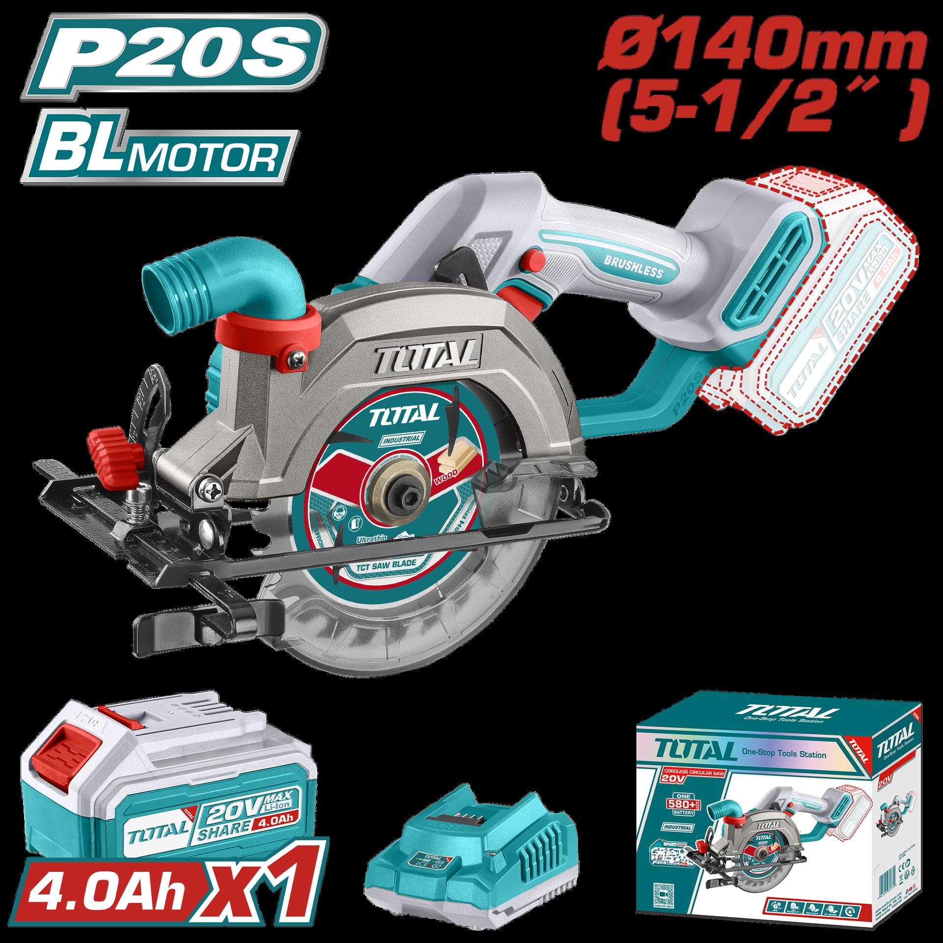 SIERRA CIRCULAR INALAMBRICA 5-1/2 INCLUYE BATERIA 4.0AH Y CARGADOR INDUSTRIAL SUPER TOTAL (UTSLI14021)