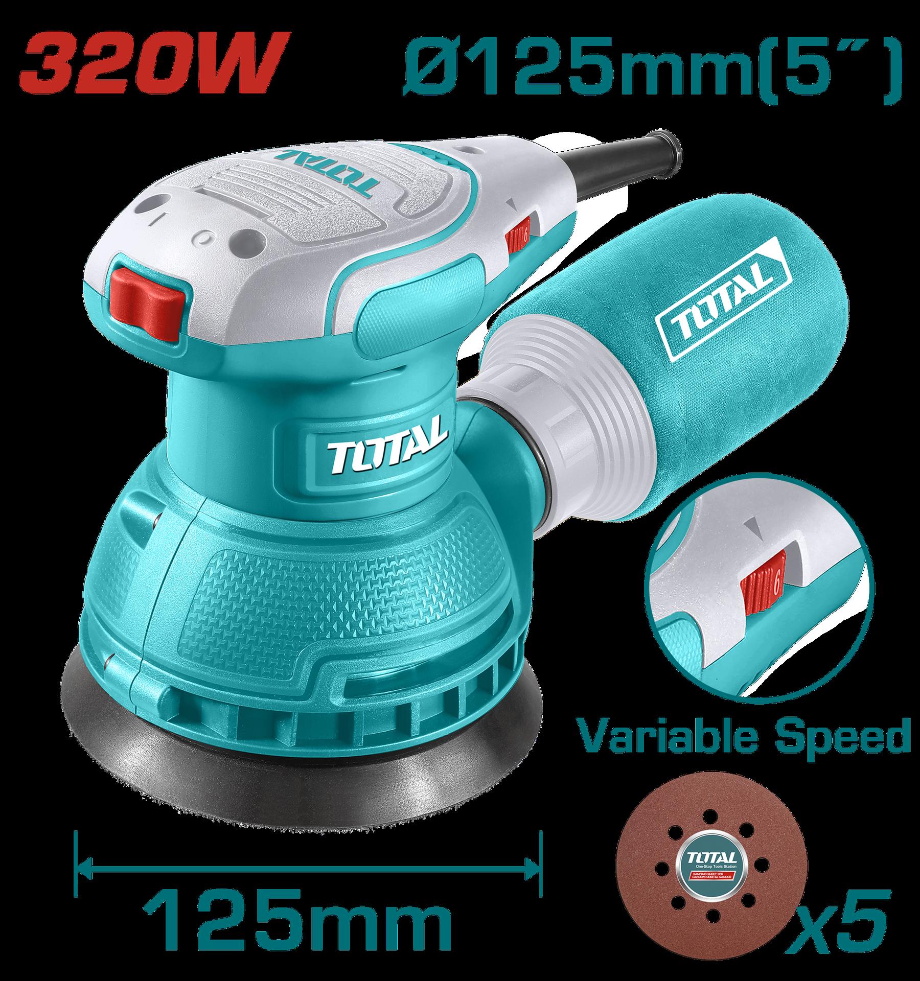 LIJADORA ORBITAL 5" 320W INCLUYE 5 LIJAS INDUSTRIAL SUPER TOTAL (UTF2131256)