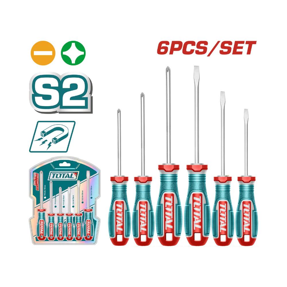 JUEGO DESTORNILLADORES X 6PZS (+)(-) + DESTORNILLADOR CON PUNTAS INTERCAMBIALES (20 PUNTAS) INDUSTRIAL