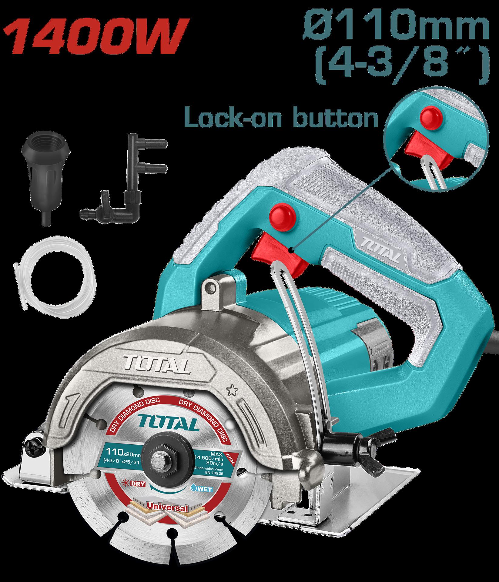 SIERRA CIRCULAR 4-3/8" 110V-1400W INCLUYE UN DISCO DE CORTE INDUSTRIAL TOTAL (UTS3141106)