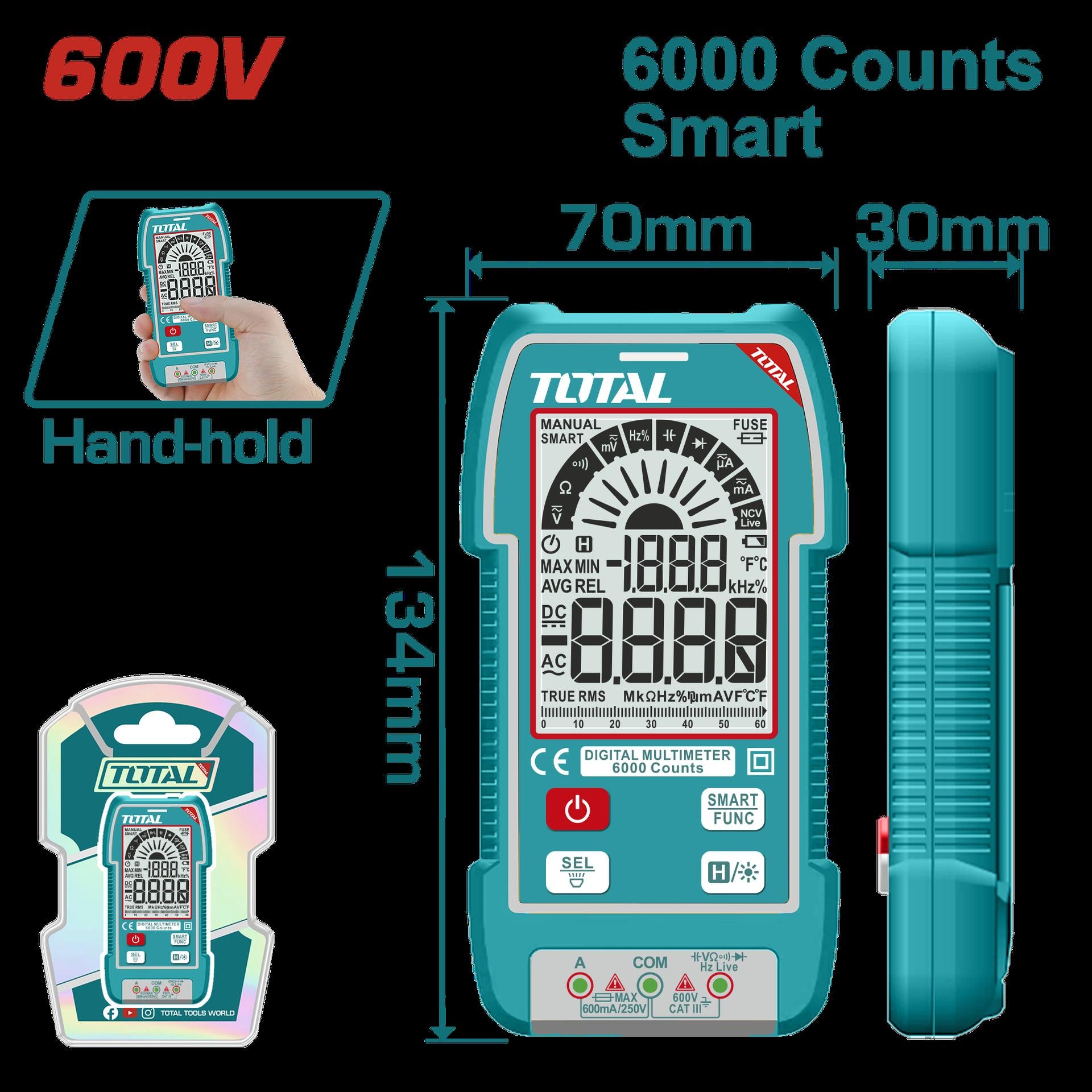 TESTER DIGITAL 600V 600 CONTEOS RMS INDUSTRIAL TOTAL (TMT516004)