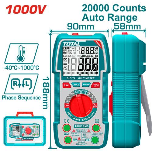 TESTER DIGITAL 1000V 20000 CONTEOS RMS INDUSTRIAL TOTAL (TMT5410003)