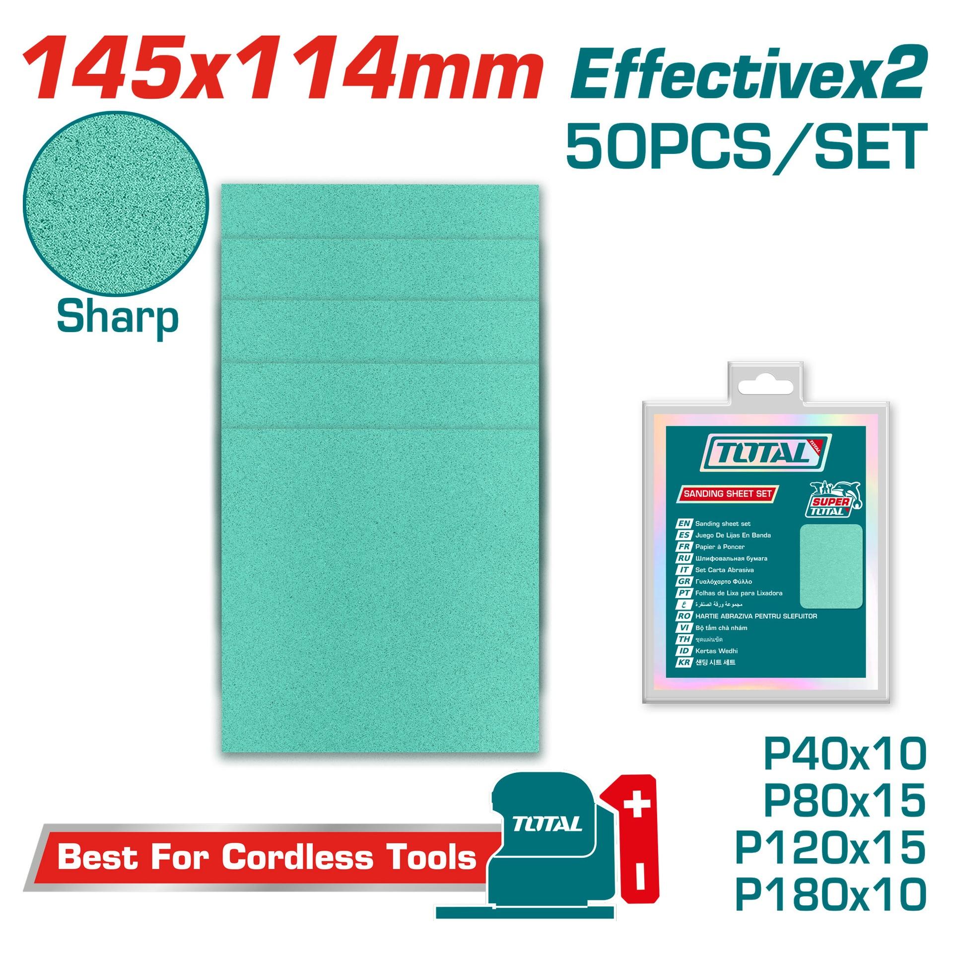 JUEGO DE LIJA X 50 PIEZAS (14.5X11.4CM) INDUSTRIAL TOTAL (TAC145115)