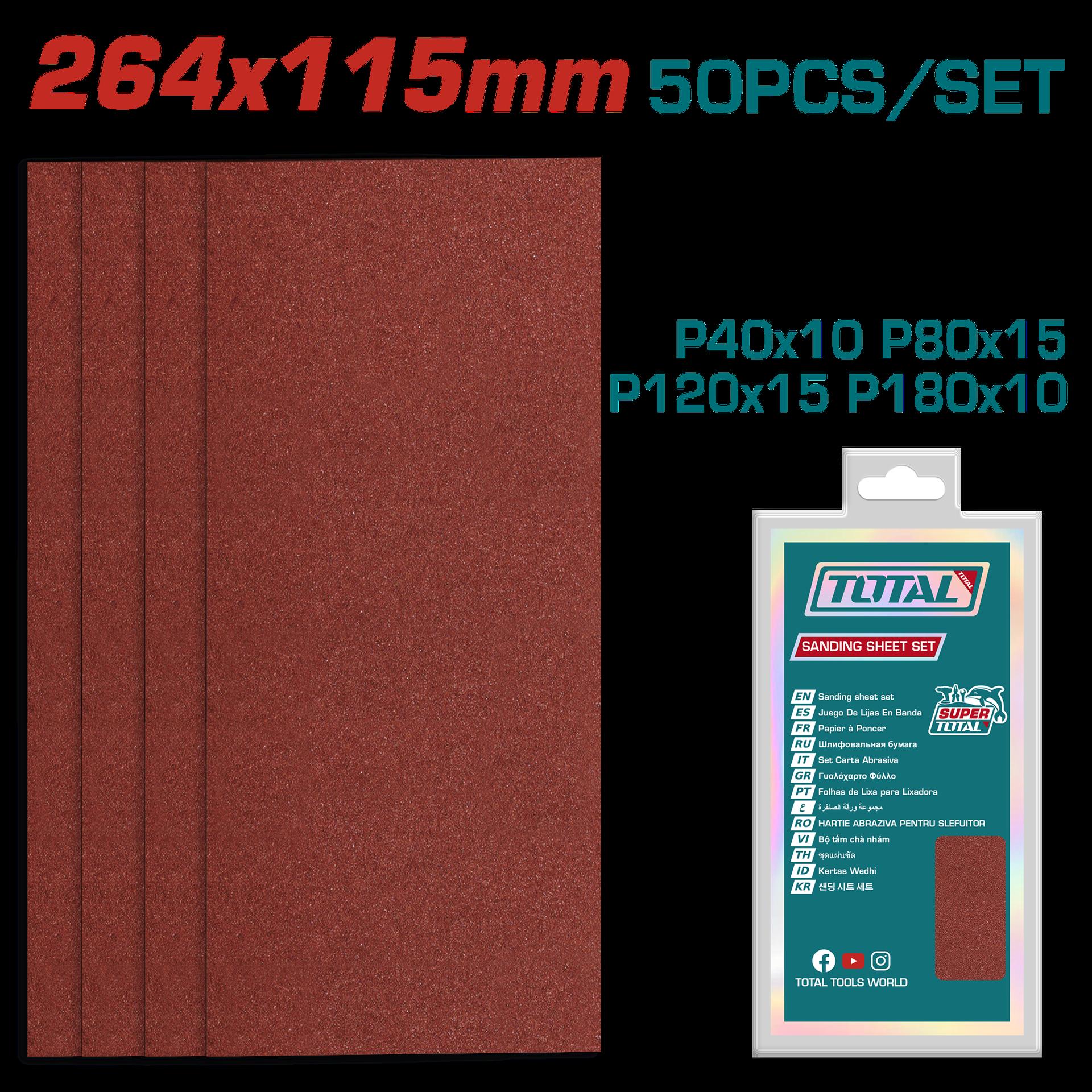 JUEGO DE HOJAS DE LIJA DE PALMA X 50 PZS (264X115MM) TOTAL (TAC749261151)