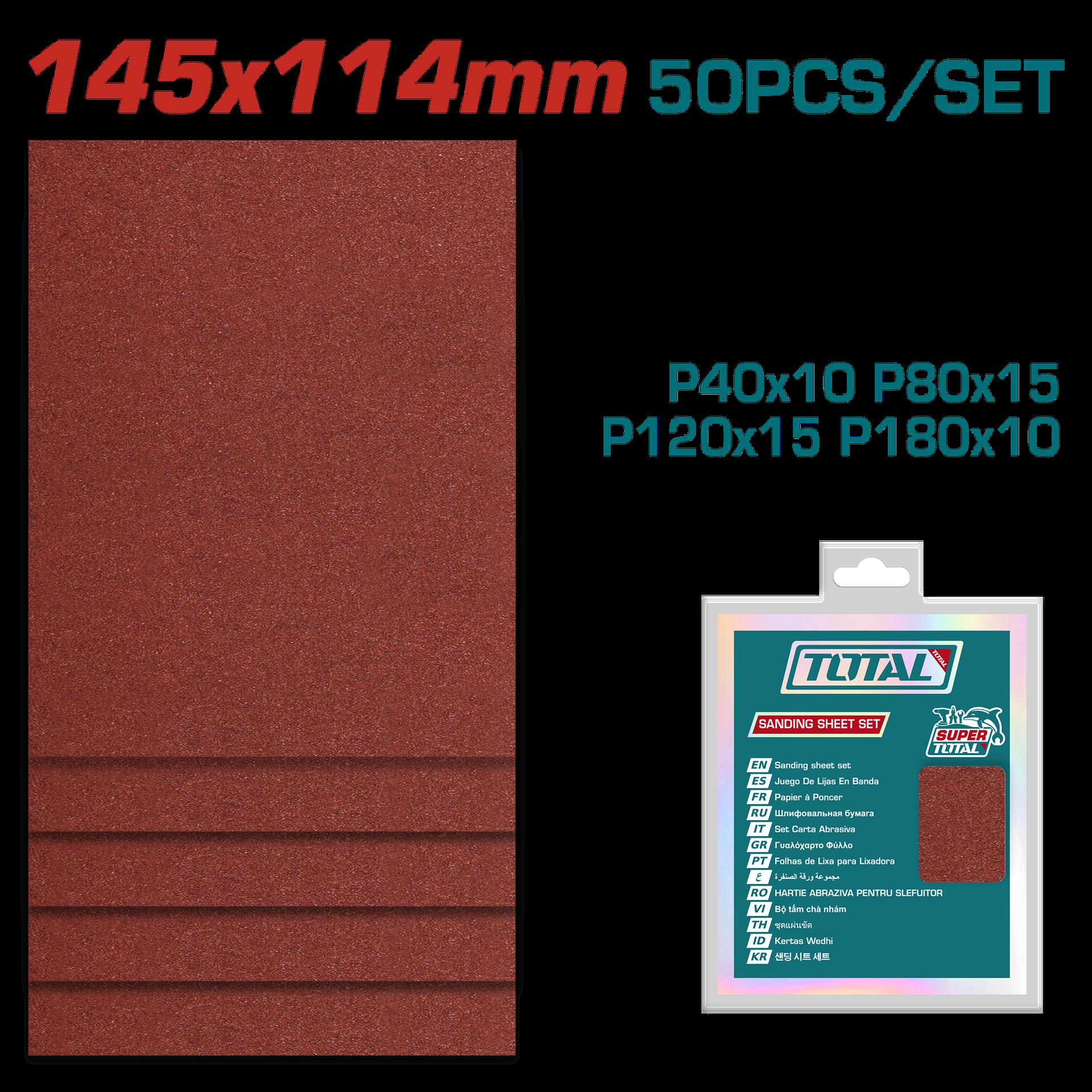 JUEGO DE HOJAS DE LIJA DE PALMA X 50 PZS (145X114MM) TOTAL (TAC749141121)